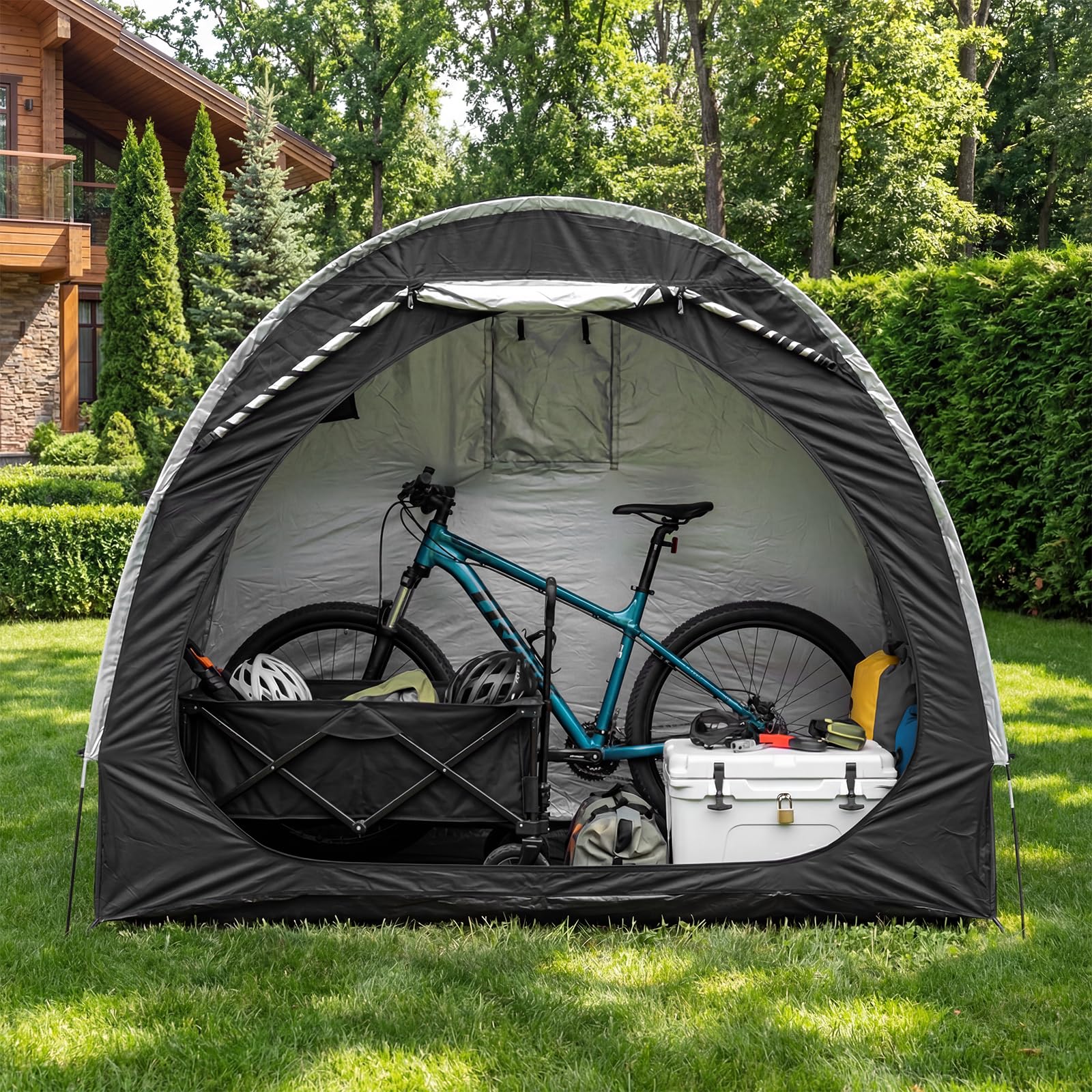 Aoxun Bike Storage Tent sheds for Outdoor,210D Oxford Waterproof Anti-UV Bike Shed Bicycle Motorcycle Shed Shelter Outdoor Backyard Cover Zipper, 2M x 1M
