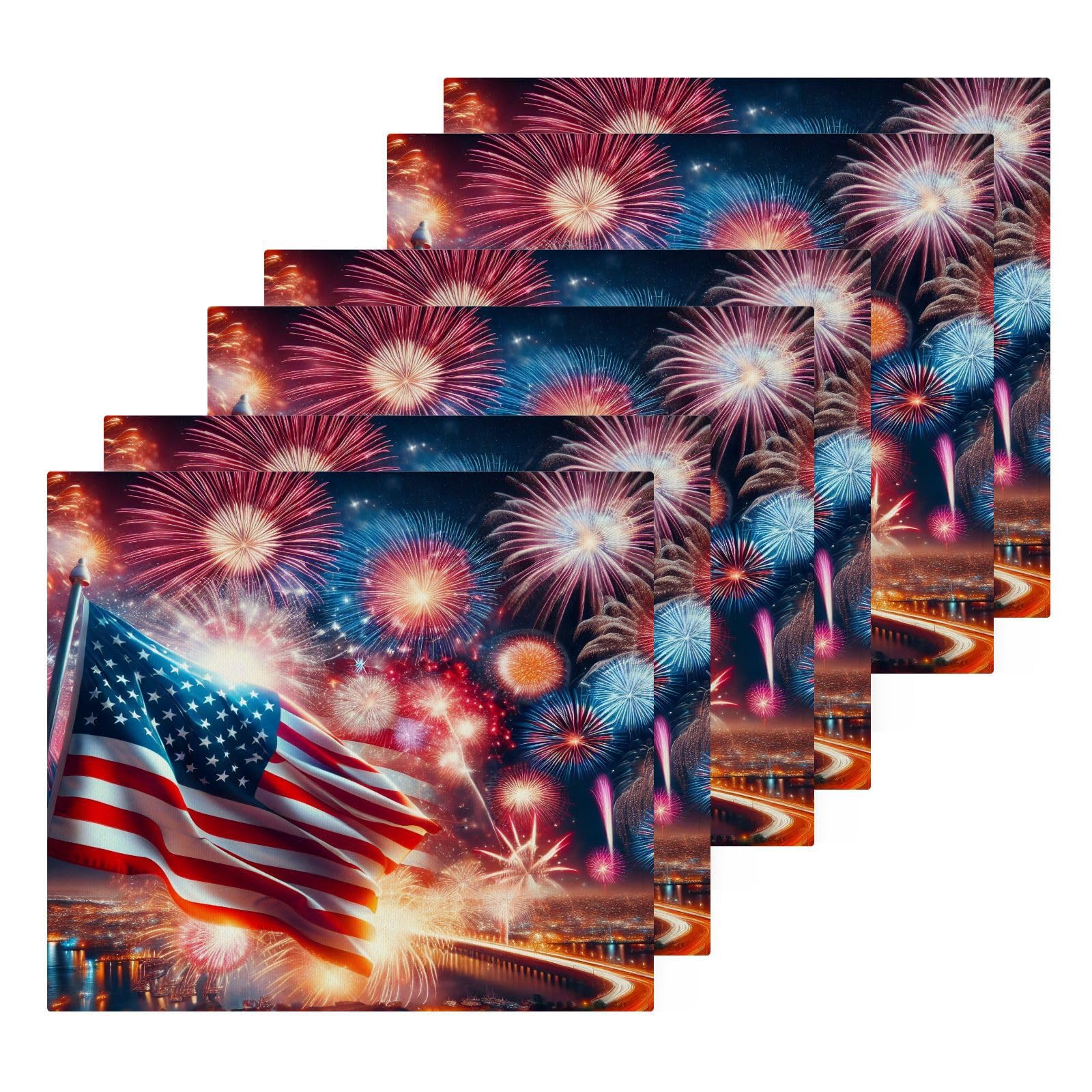 YANENDIE Independence Day Washcloths Towels, Highly Absorbent and Soft Cotton Face Cloths, 6 Pack Quick Dry Wash Cloths - 12 X 12 Inches