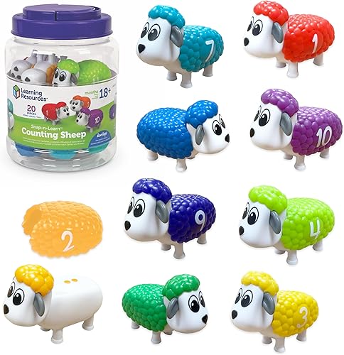 Learning Resources Snap-n-Learn - 20 piezas para contar ovejas a partir de 18 meses, juguetes de aprendizaje para niños pequeños, juguetes de contar