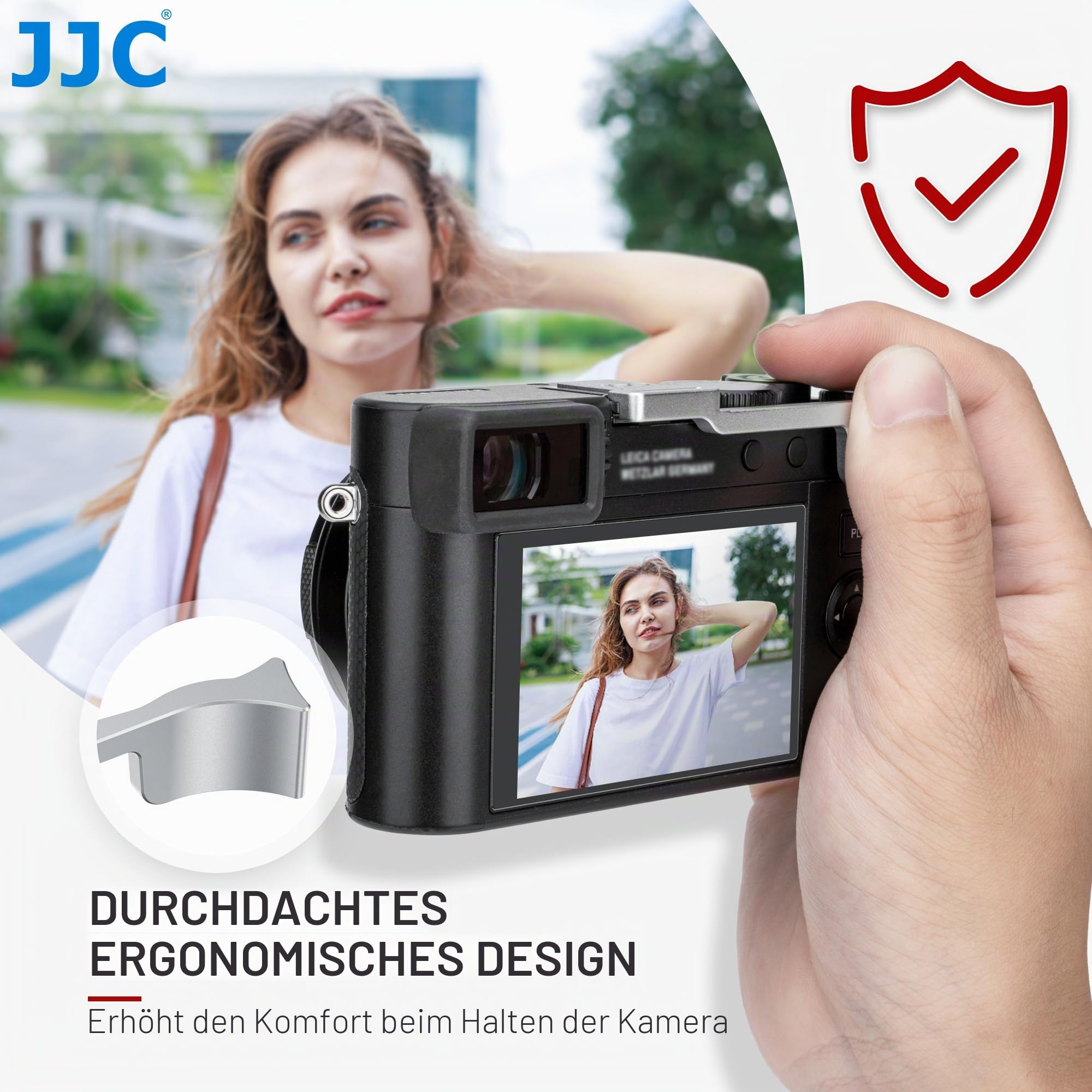 JJC Metal Daumengriff Kompatibel mit Leica D-Lux 8 | 100-Jahre Jubilaums-Sonderedition, Rutschfest, Einfache Installation, Verbesserte Handhaltebalance