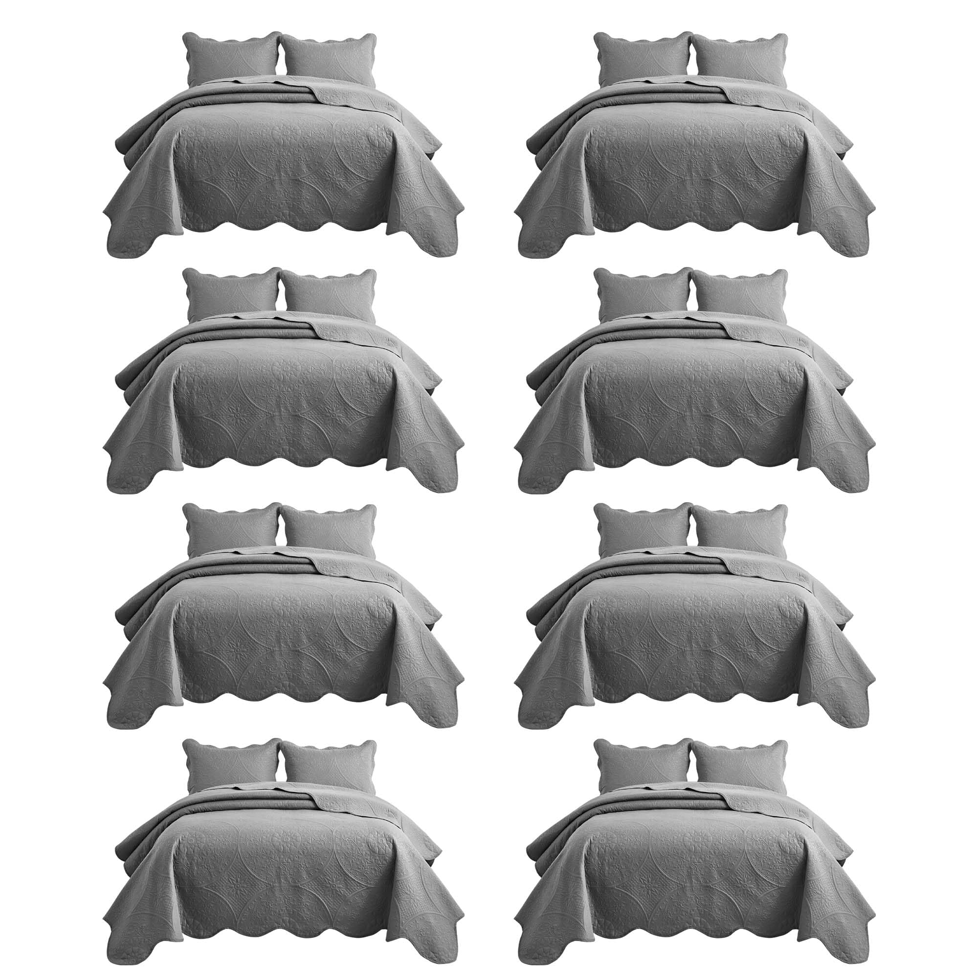 IR Imperial Rooms King Quilt Grey Floral 8 Pack for Hotel Guest Bedroom