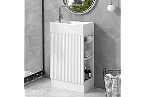 LUMISOL 18.6" Small Bathroom Vanity with Integrated Ceramic Sink, White