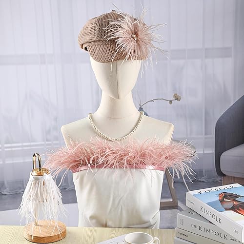 Miniatura 7 de Soarer Borde de plumas azul claro  2 yardas de 5 a 7 pulgadas con flecos de plumas de avestruz para coser ropa, joyas, vestido latino, boda, fiesta