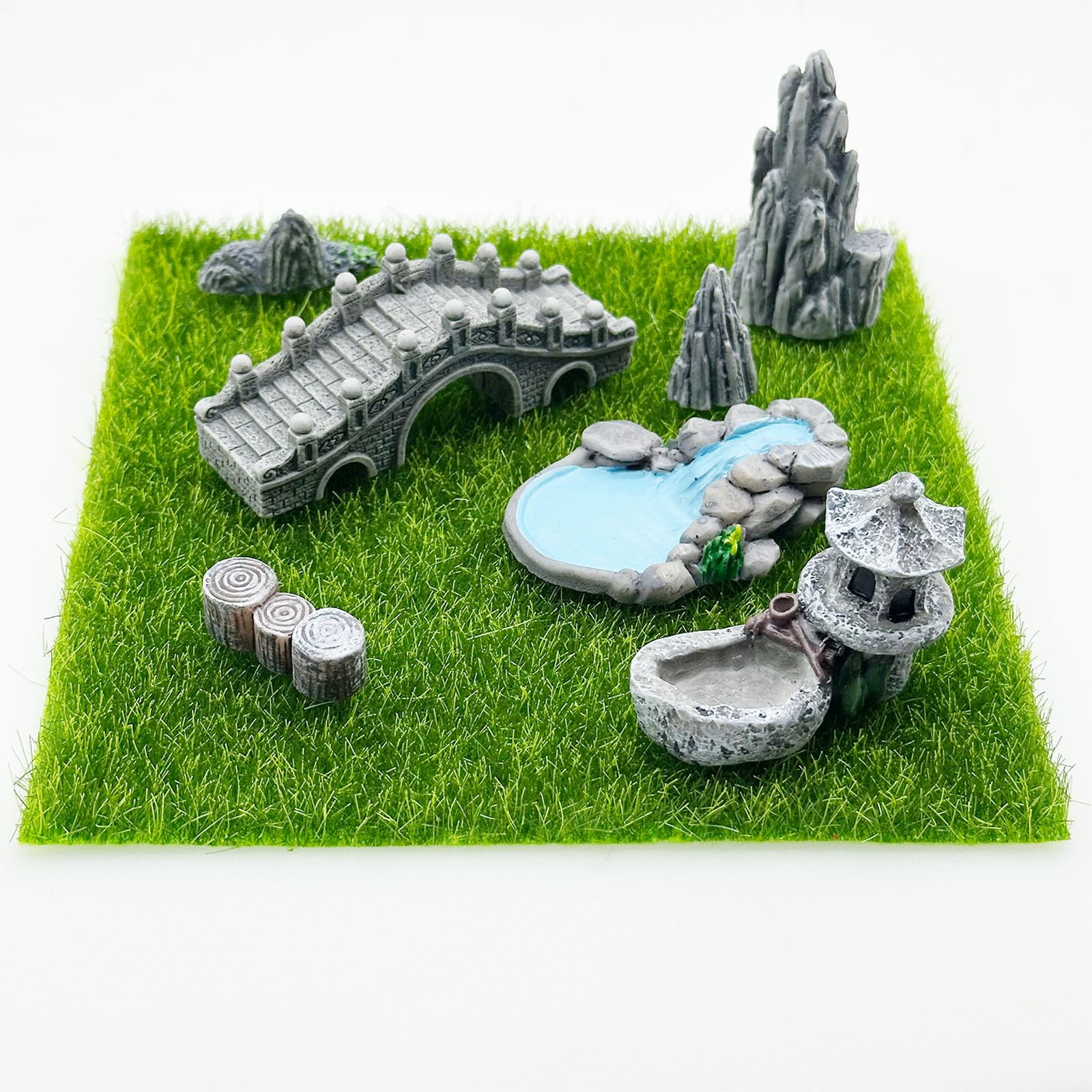 Toyland® Set 4 Accessori Per Giardino Delle Fate - Tavolo, Sedia, Arco E Servizio Da Tè Dipinti A Mano + Adesivi Casuali