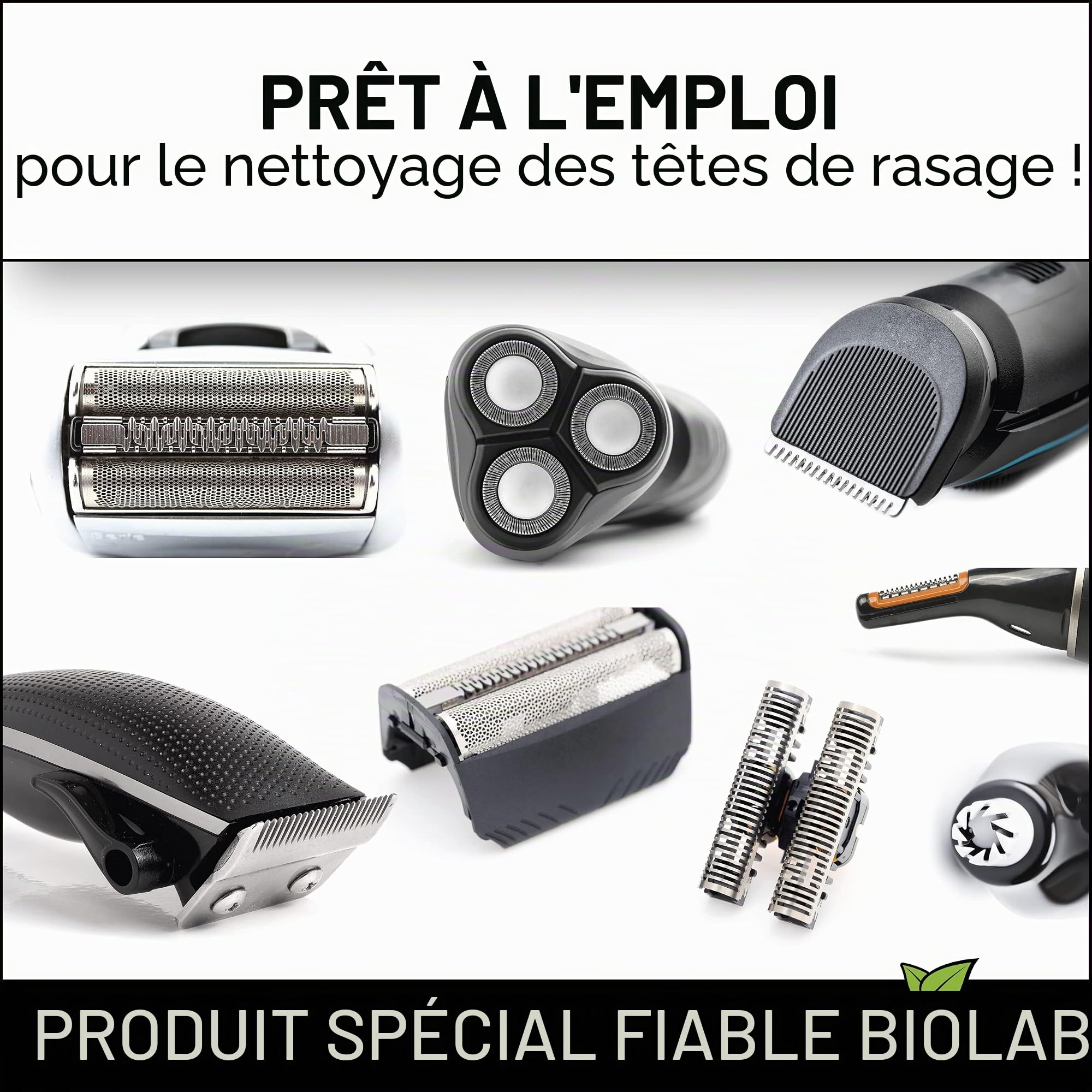 BIOLAB Recharge de liquide de nettoyage bio pour tête de rasage (1000 ml) pour Clean & Renew, compatible avec Braun Series, cartouche de nettoyage Philips et station de nettoyage