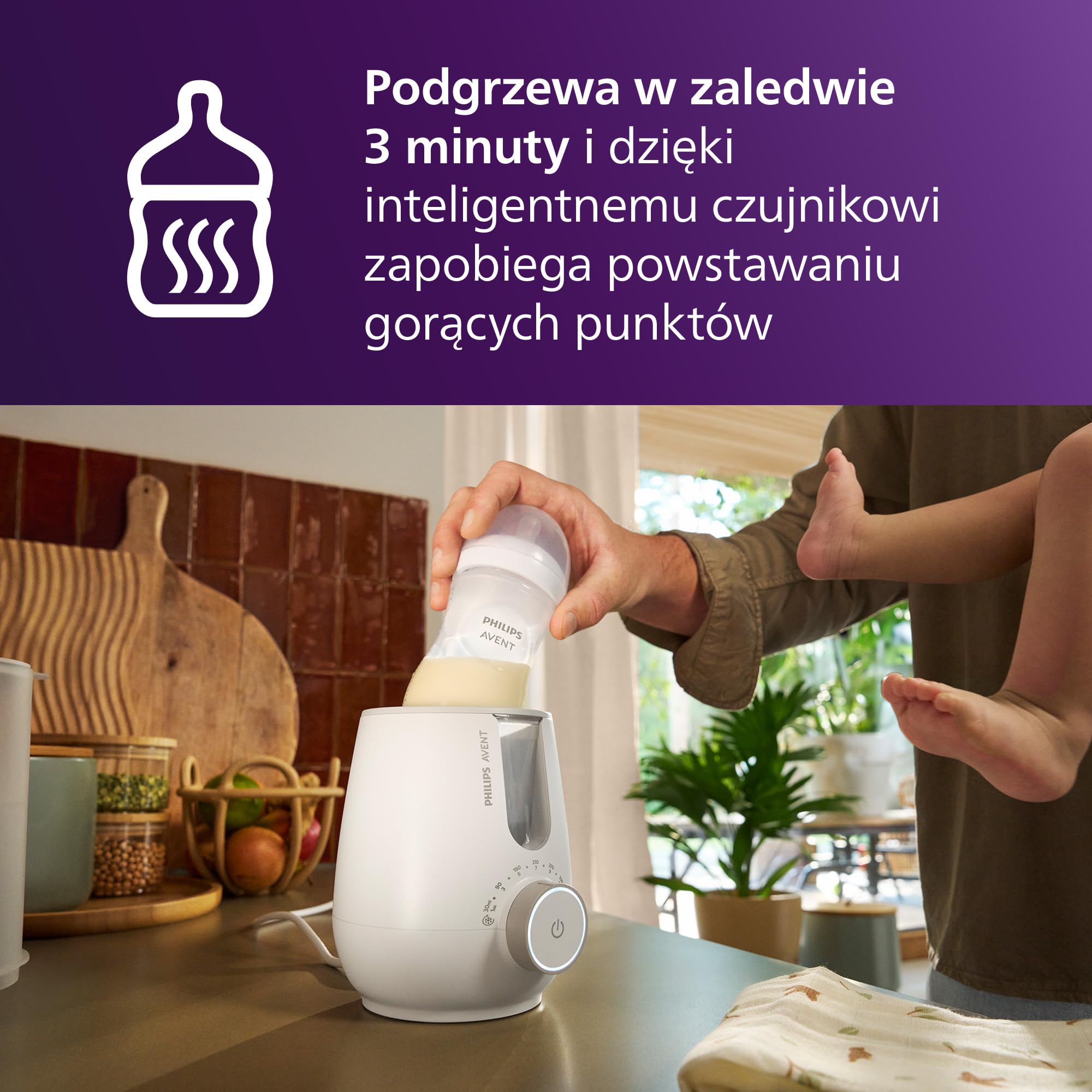 Philips Avent Premium podgrzewacz do butelek i sterylizator 2 w 1 w szpitalu, z inteligentnym czujnikiem temperatury, SCF359/00