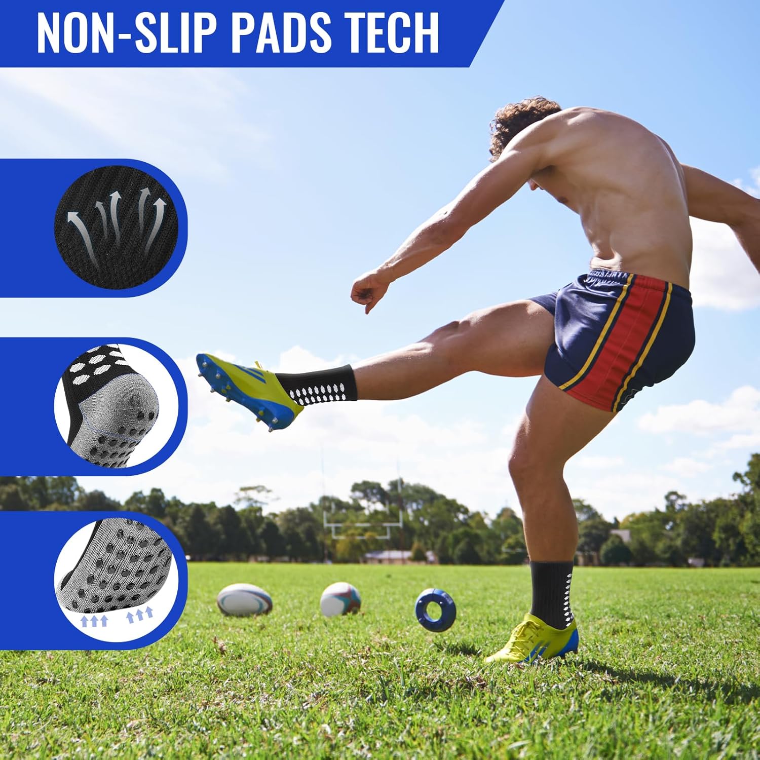 Jspupifip Grip Soccer Socks Non Slip Men's Athletic Socks for Football Basketball Sports - Image 6