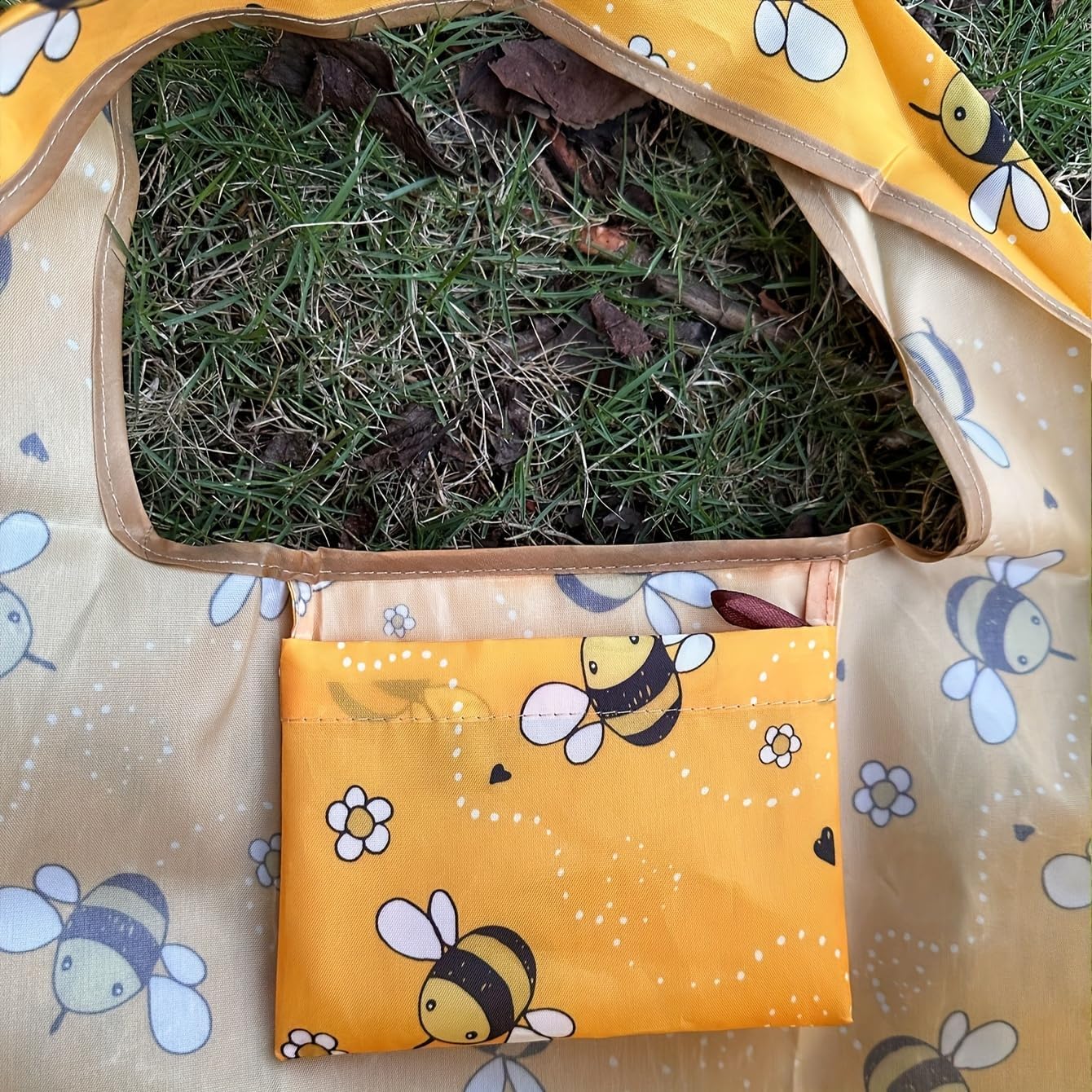 Reusable Shopping Bag, Foldable Pocket Grocery Tote, Eco-Friendly Travel Recycled Grocery Tote, Waterproof Machine Washable, For Carrying Everyday Shopping Items