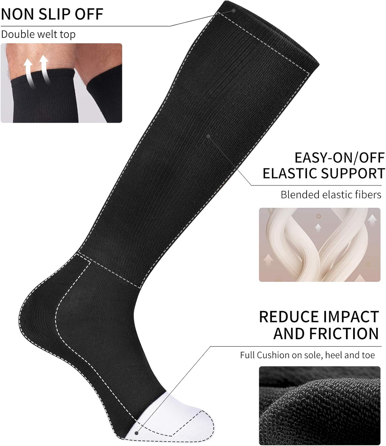 CS CELERSPORT 2/3 Pack Baseball Soccer Softball Socks for Youth & Adult Multi-sport Tube Socks - Image 4