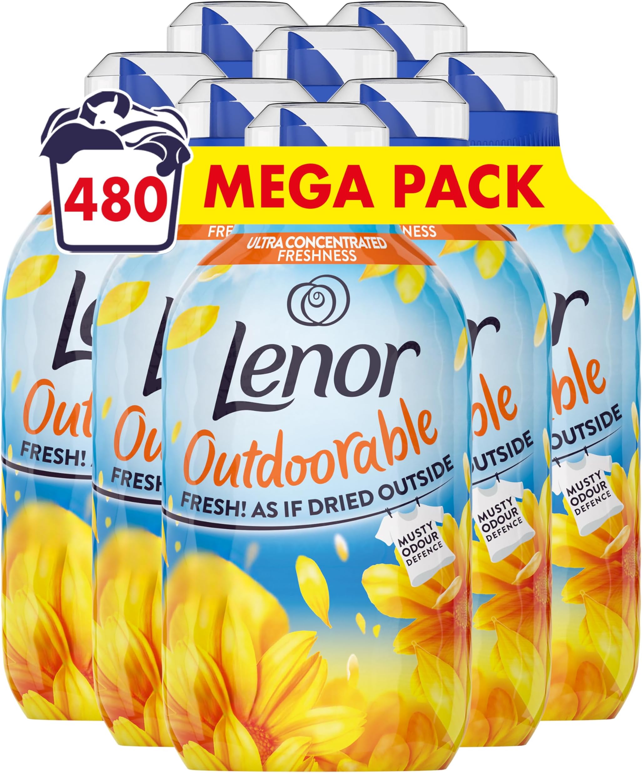 Lenor Outdoorable Fabric Conditioner 480 Washes (8x60), Summer Breeze - Ultra Concentrated Freshness