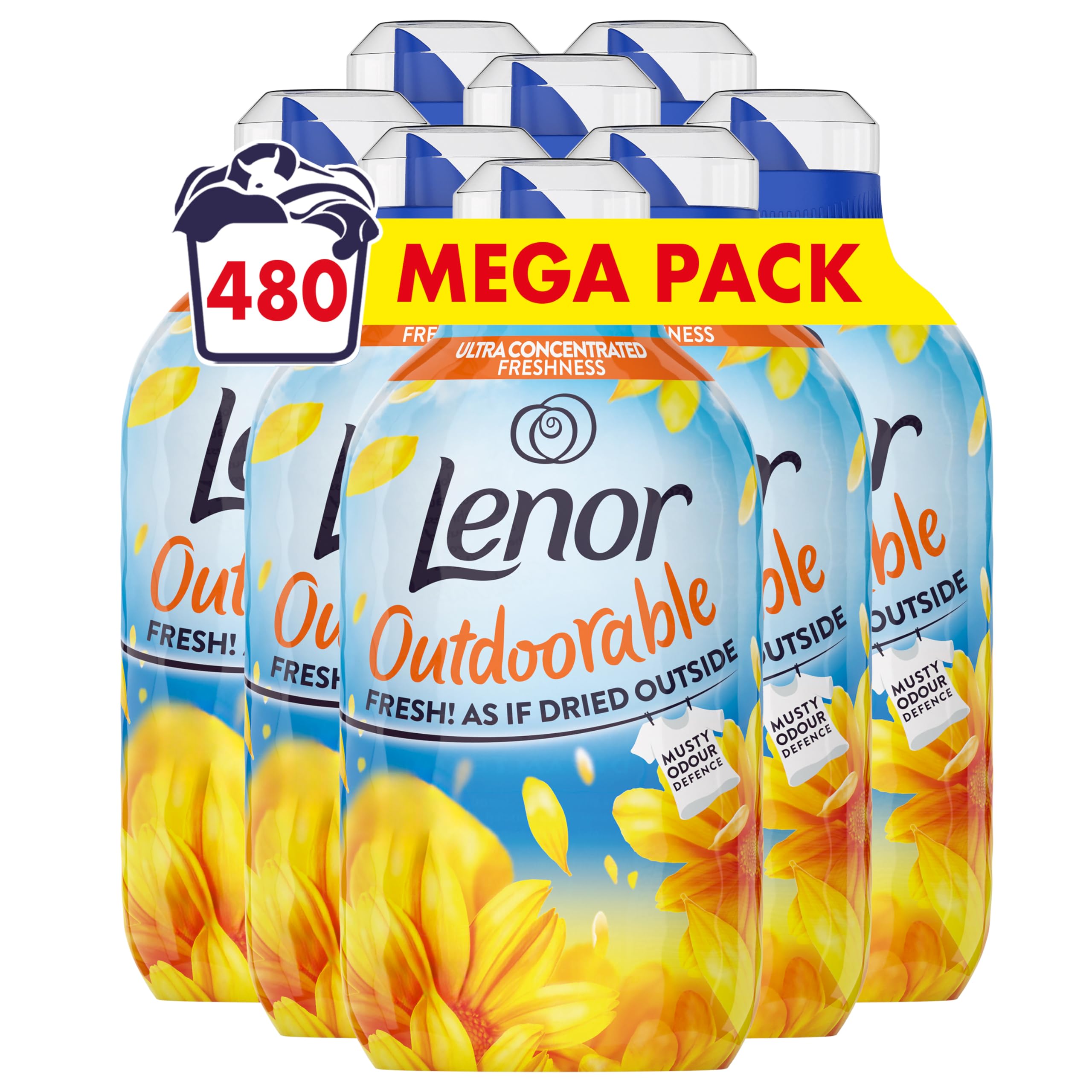 Lenor Outdoorable Fabric Conditioner 480 Washes (8x60), Summer Breeze - Ultra Concentrated Freshness