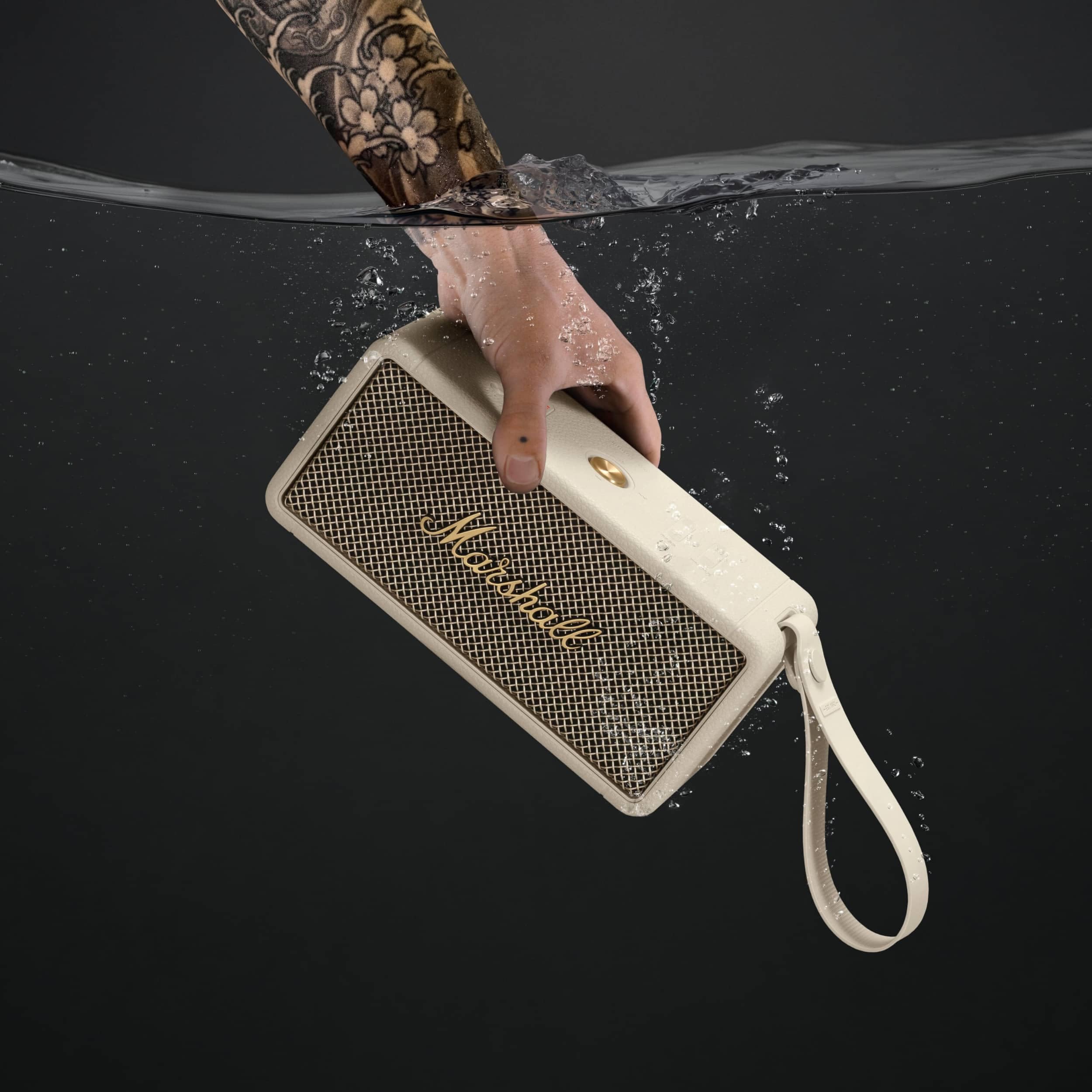 Marshall Middleton Altoparlante Bluetooth wireless portatile - Oltre 20 ore di riproduzione portatile - Impermeabile IP67 - Crema