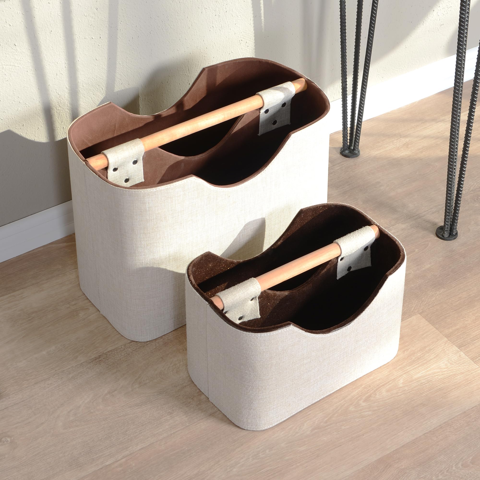 Portariviste in tessuto, 30 cm, in legno, stile moderno, colore marrone