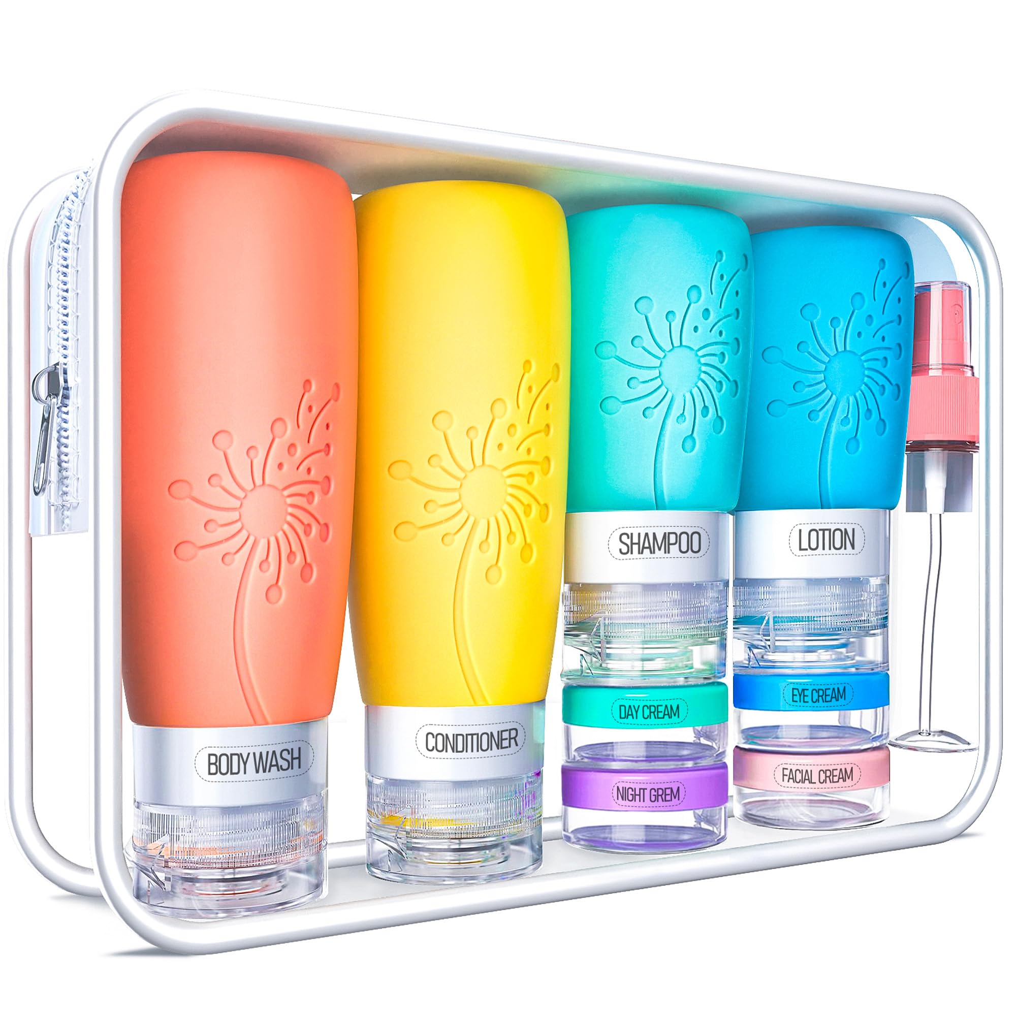 Vipop Empty 3 oz Travel Size Bottles Toiletries Containers for Toiletries Liquids，Small Silicone Mini Refillable Leak Proof TSA Approved Travel