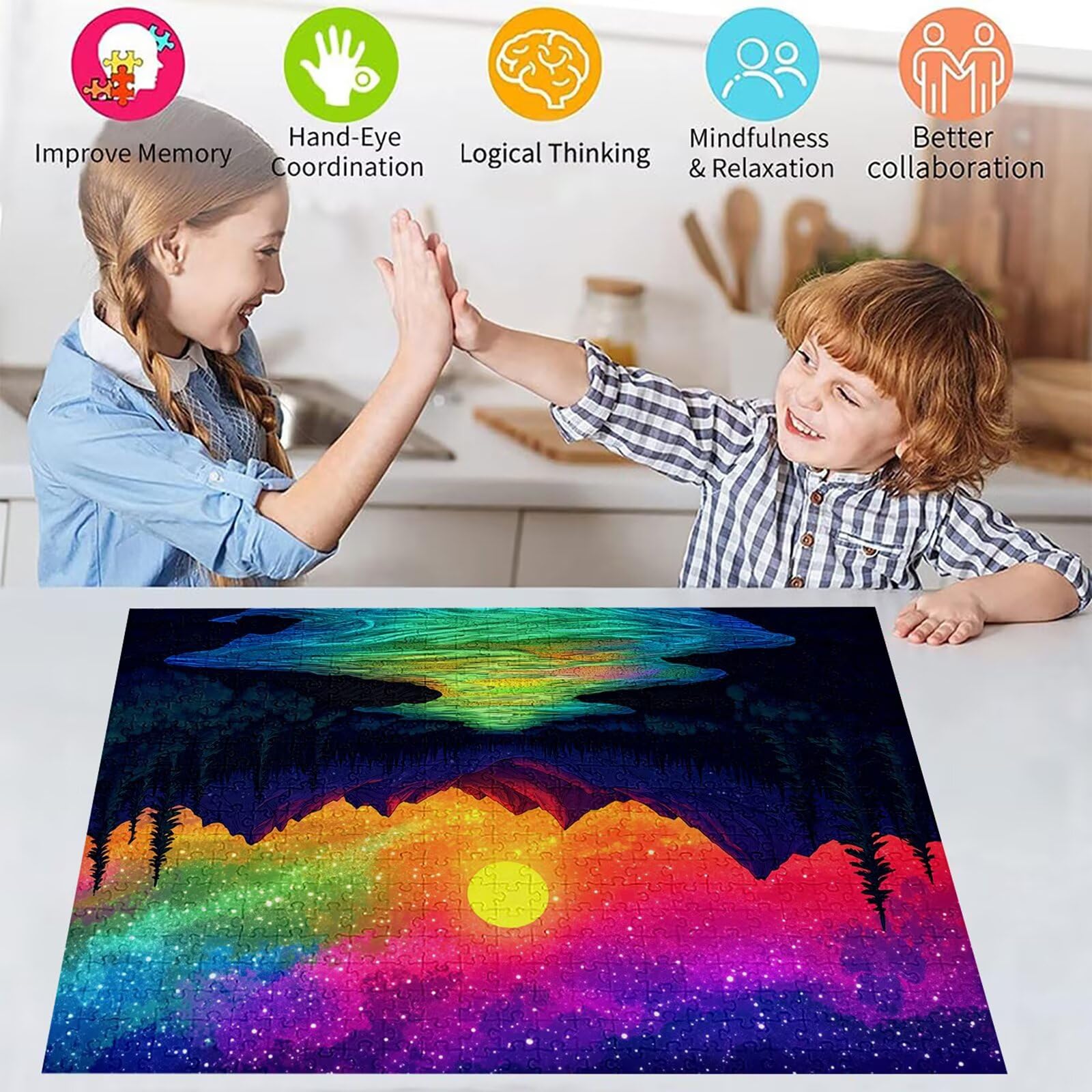 Puzzle 3000 elementów leśnych puzzle dla dorosłych księżyc 122 x 81 cm Unikalne rzemiosło klasyczne 3D Drewniane układanki do rodzinnych gier aktywnych, układanka do samodzielnego wykonania nawet do