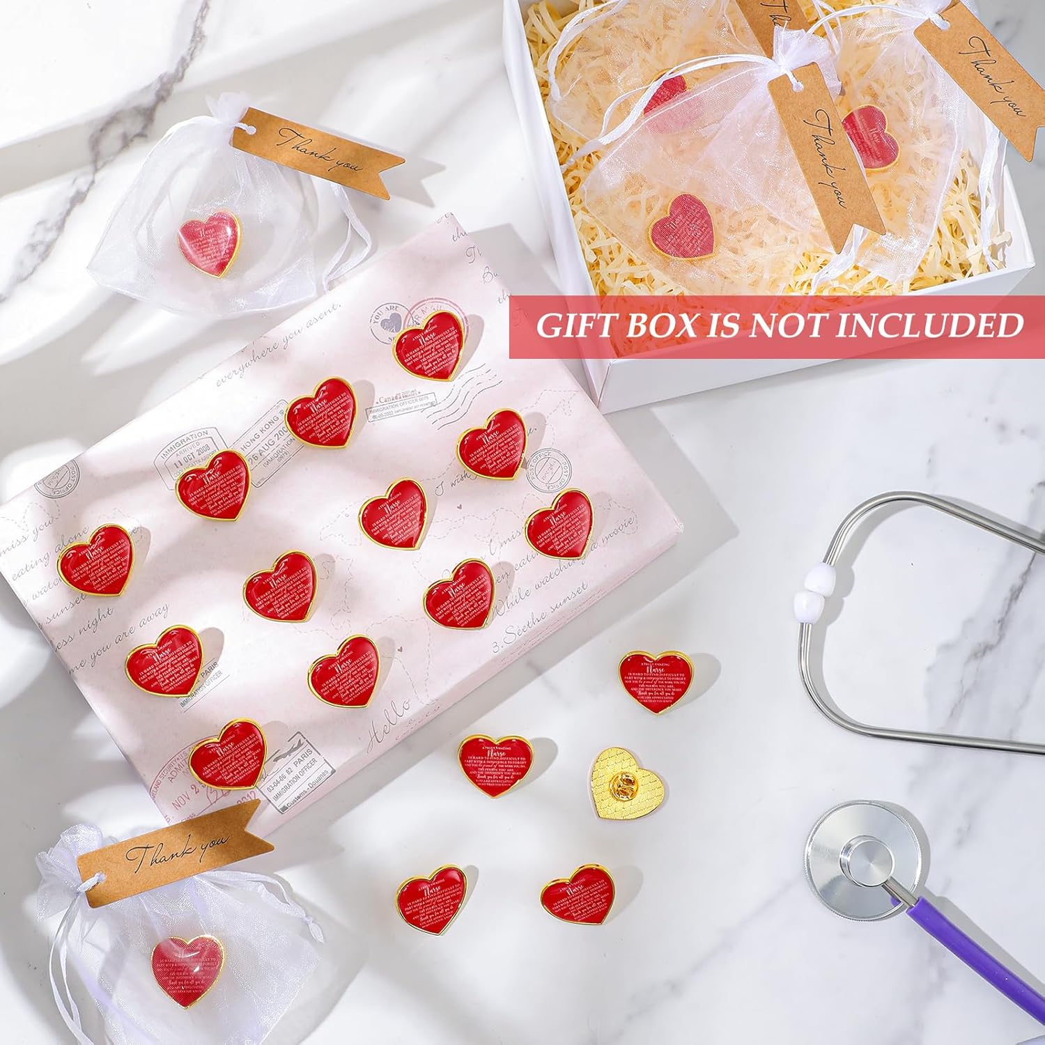 Sasylvia 100 Sets Nurse Appreciation Gifts Bulk Nurse Lapel Pins Heart Enamel Rn Brooches LPN Badges Nursing Assistant Accessories Nursing Supplies CNA Week Graduation