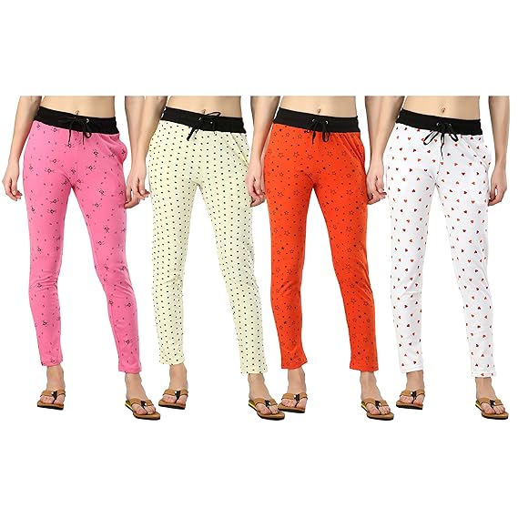 EHA Printed Lowers for Womens Combo Pack of 4