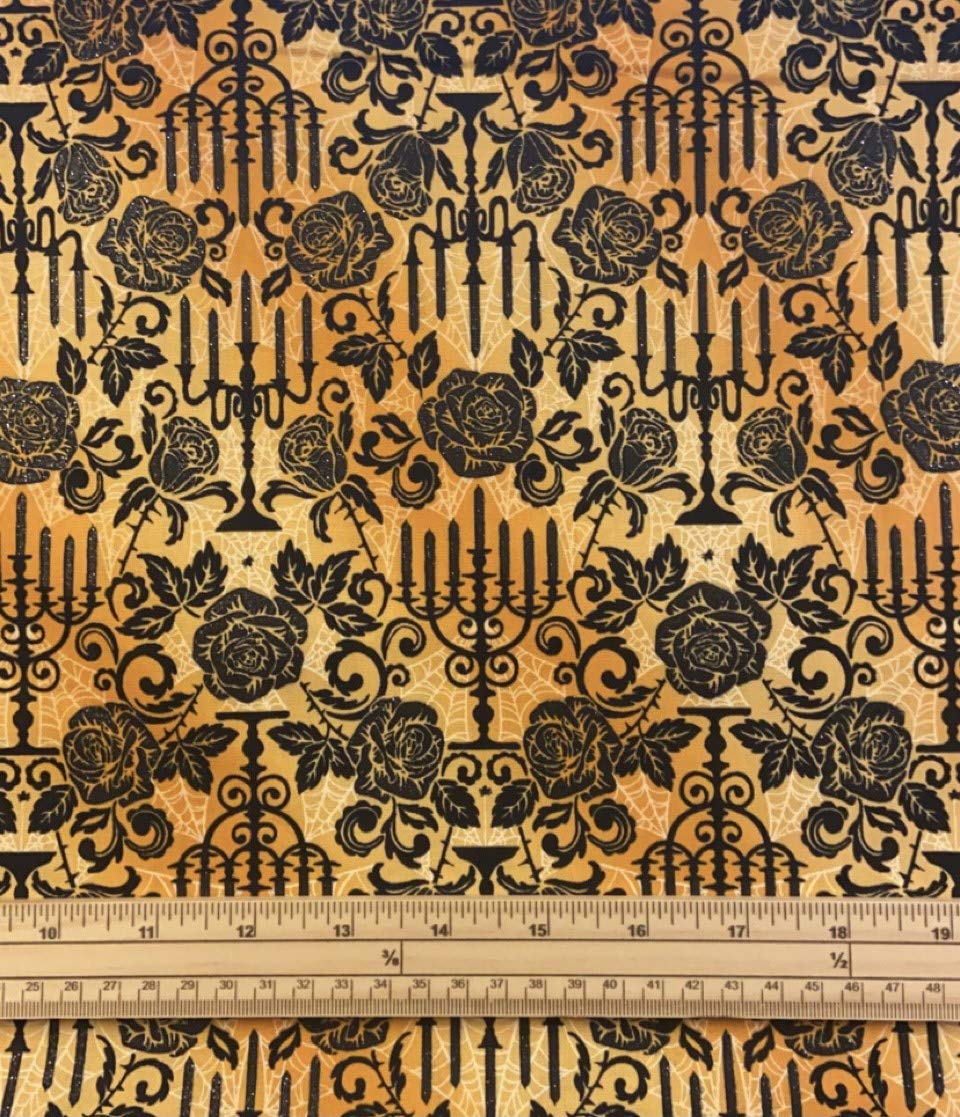Robert Kaufman Fat Quarter Totally Twilight Gothic Glitter Ember 100% Cotton Quilting Fabric