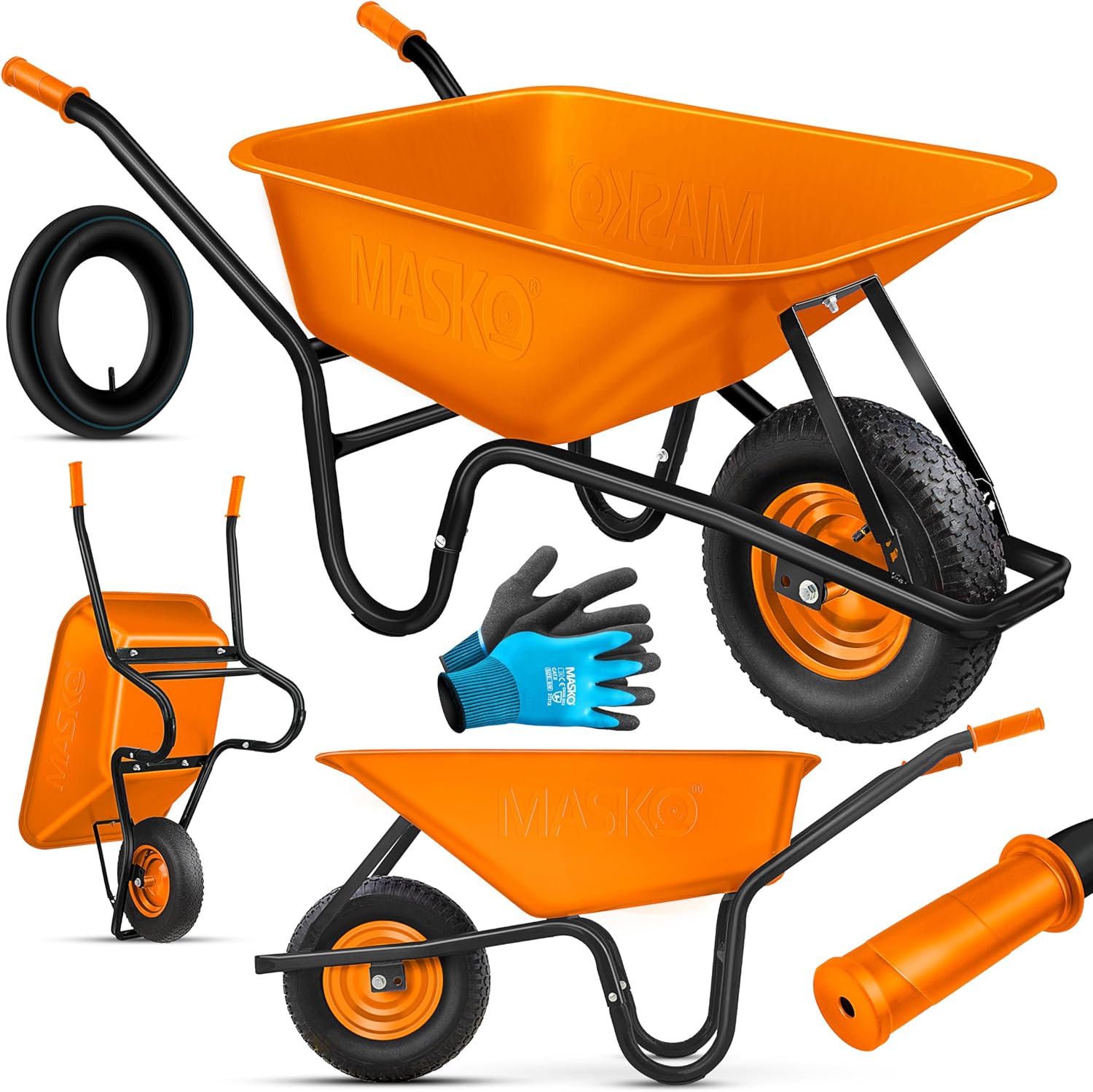 MASKO® Schubkarre Bauschubkarre Gartenschubkarre 100 Liter bis 250kg