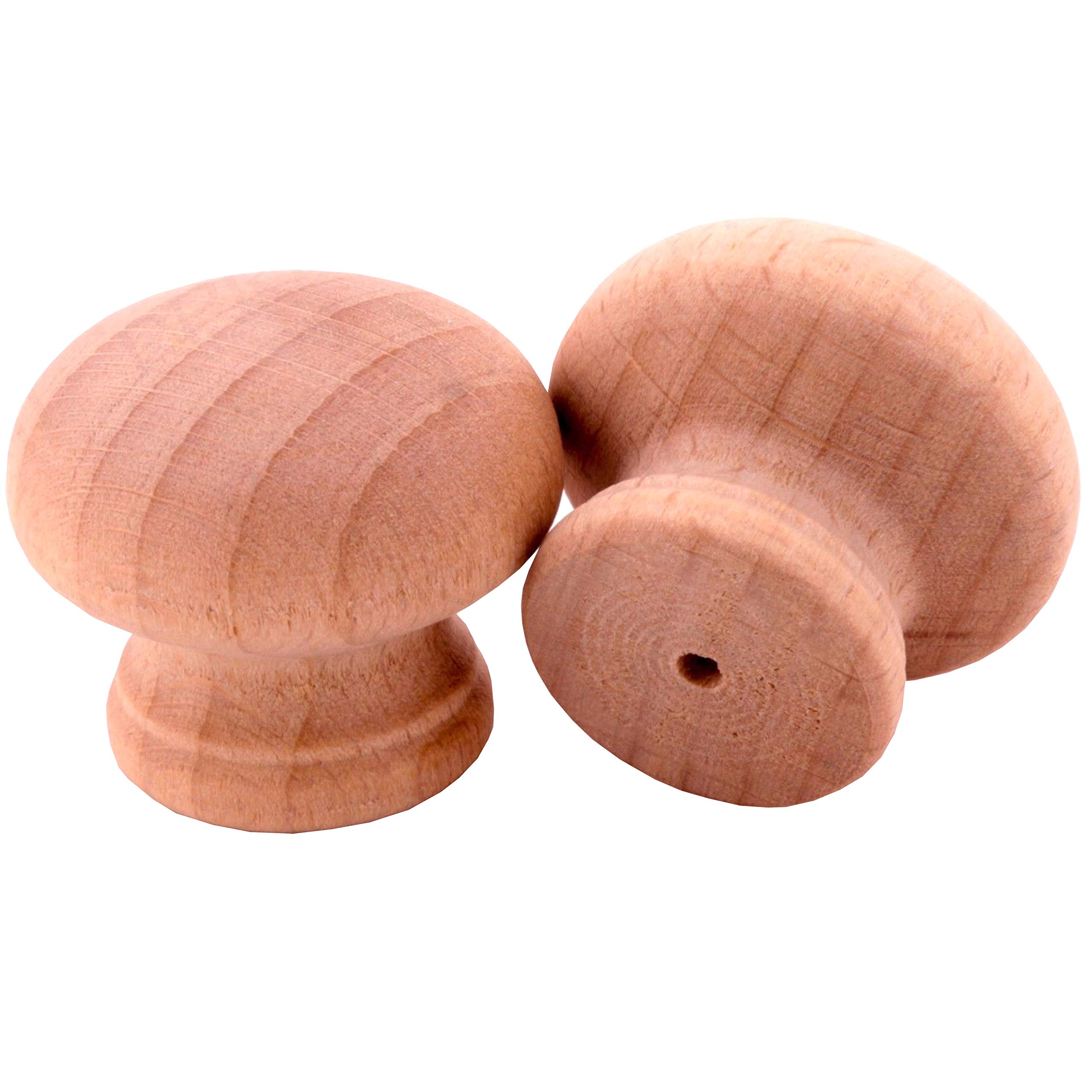 White Hinge White 20X Natural Beech Wooden Door Knobs - 35Mm Drilled Natural Cupboard/Drawer Pull Handles