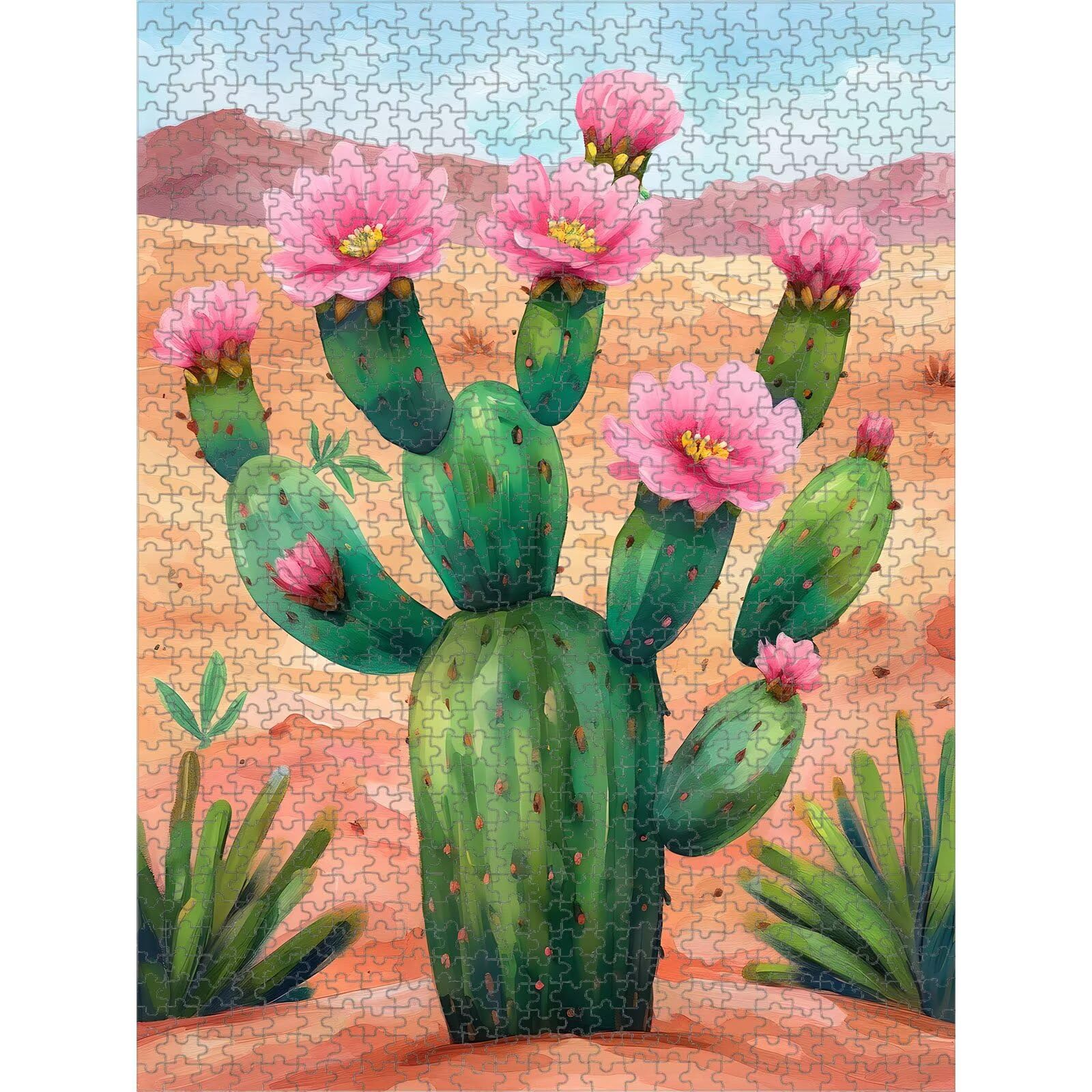 2000 Pezzi Puzzle Adulti - Fiore & Cactus - Decorazione Murale 1T#1889 | Puzzle in Legno, Tagliati con Precisione, Inchiostro dai Colori Vivaci, Hobby Statico, Decorazione per Casa, Regalo, 75x105cm