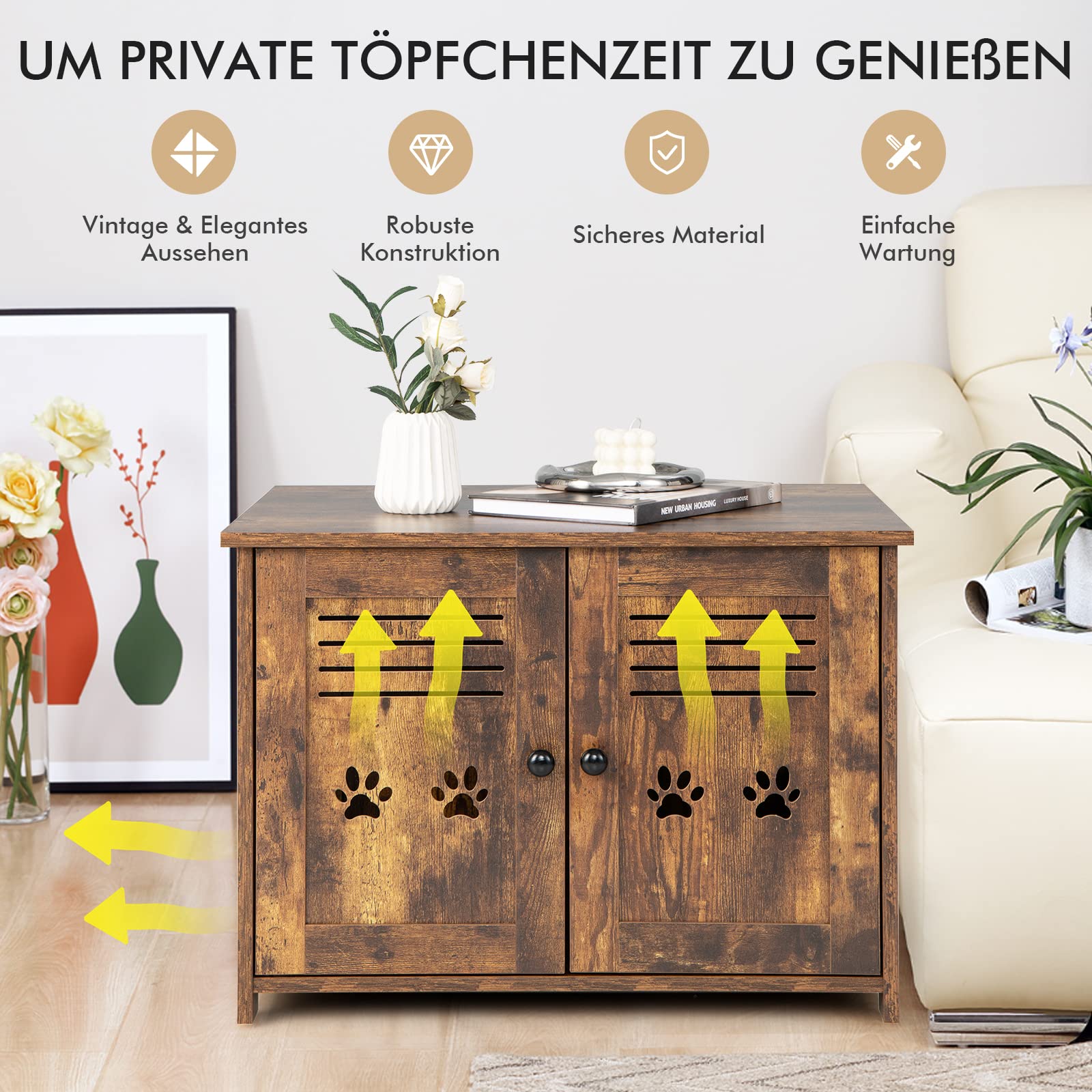 COSTWAY Szafka dla Kotów, Kuweta, Domek dla Psów, Zwierząt Domowych, Skrzynka, Brązowa