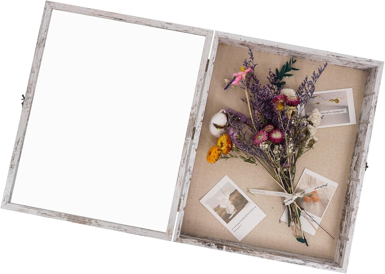 Shadow Boxes Display Cases 16x20 with Removable Shelves, 2.2 Inch White Deep Shadow Box Frame for Keepsake Collectibles, Coins Military Medals Pins Wedding Flowers White 16*20