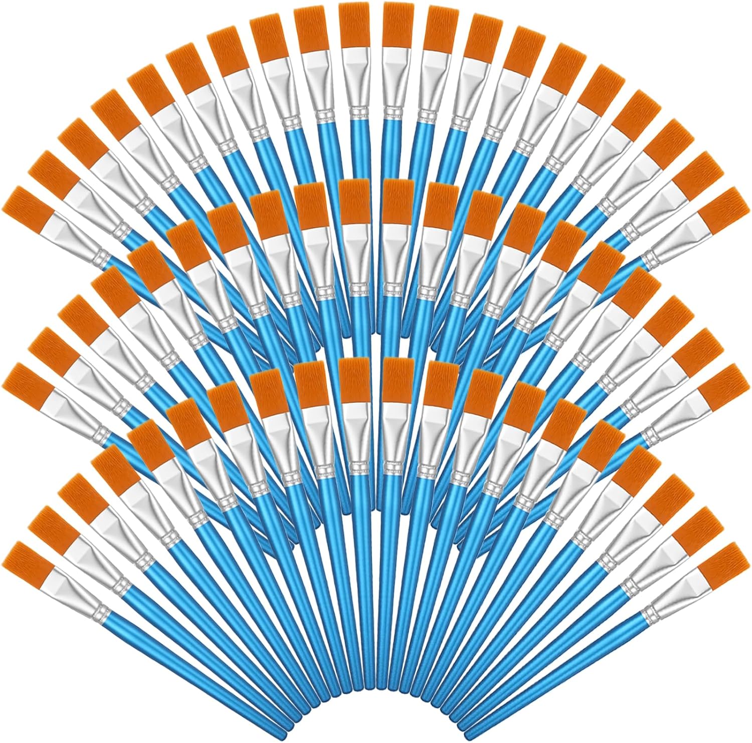 60 Pcs 1 Inch Paint Brush for Acrylic Painting, Large Flat Paintbrushes Bulk Wooden Handle Craft Paint Brushes for Watercolor Oil Face Body Art Kids Adult Artist (Blue)