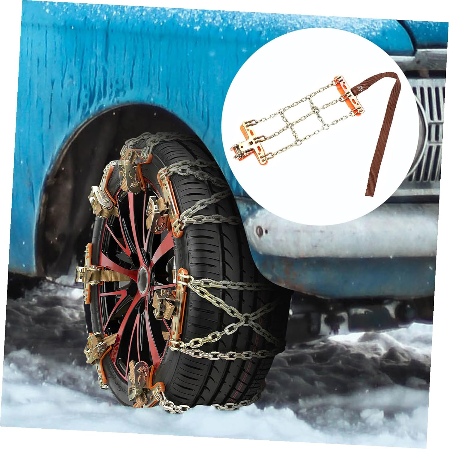 2pcs Anti-skid Car Tire Chains Snow Mud Sand Traction Device Emergency Vehicle Wheel Chains for Suvs Trucks Easy Installation Random Color