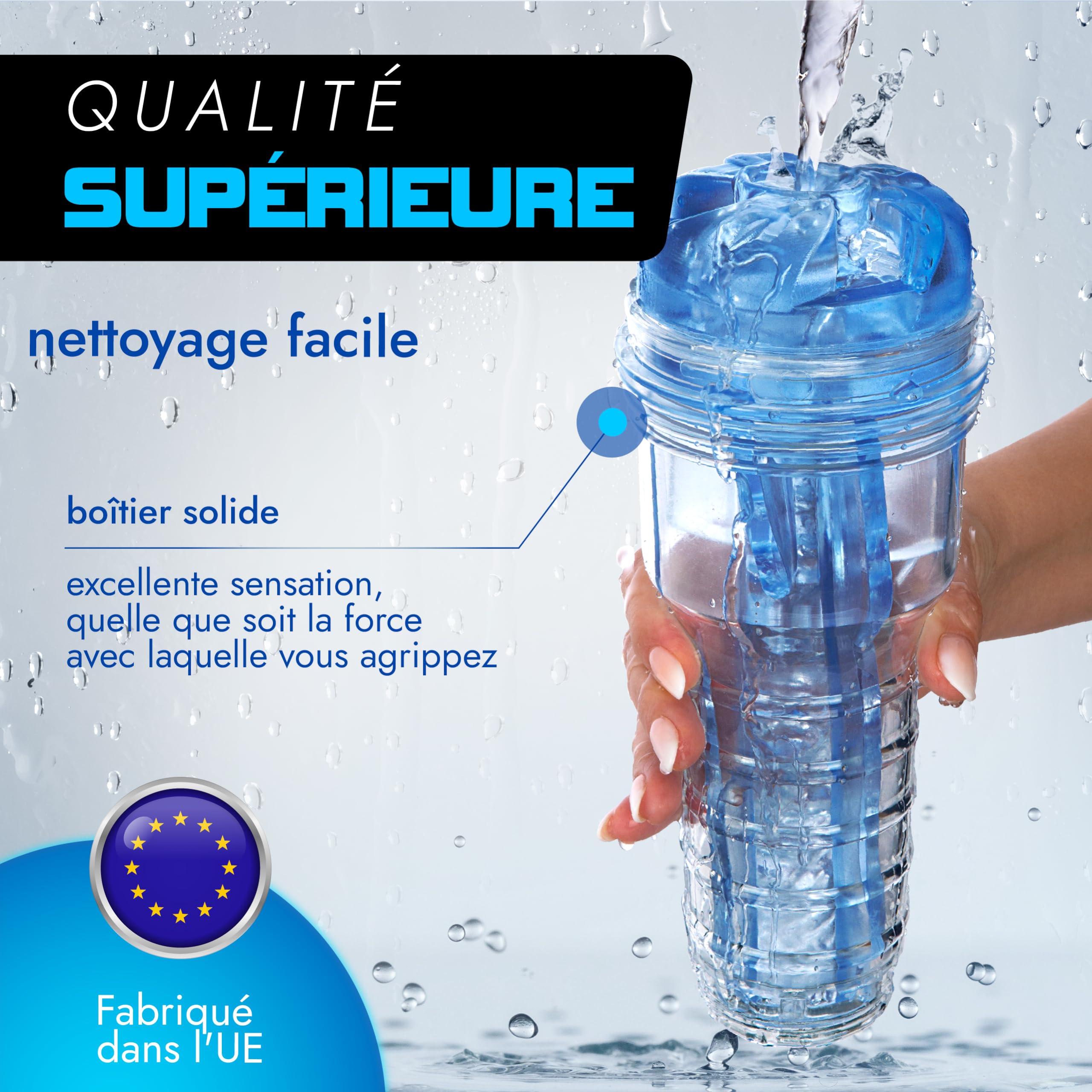 Fleshlight Turbo Thrust - Blue Ice - Masturbateur Homme Real Experience - Sensation Intense - Facile à Nettoyer