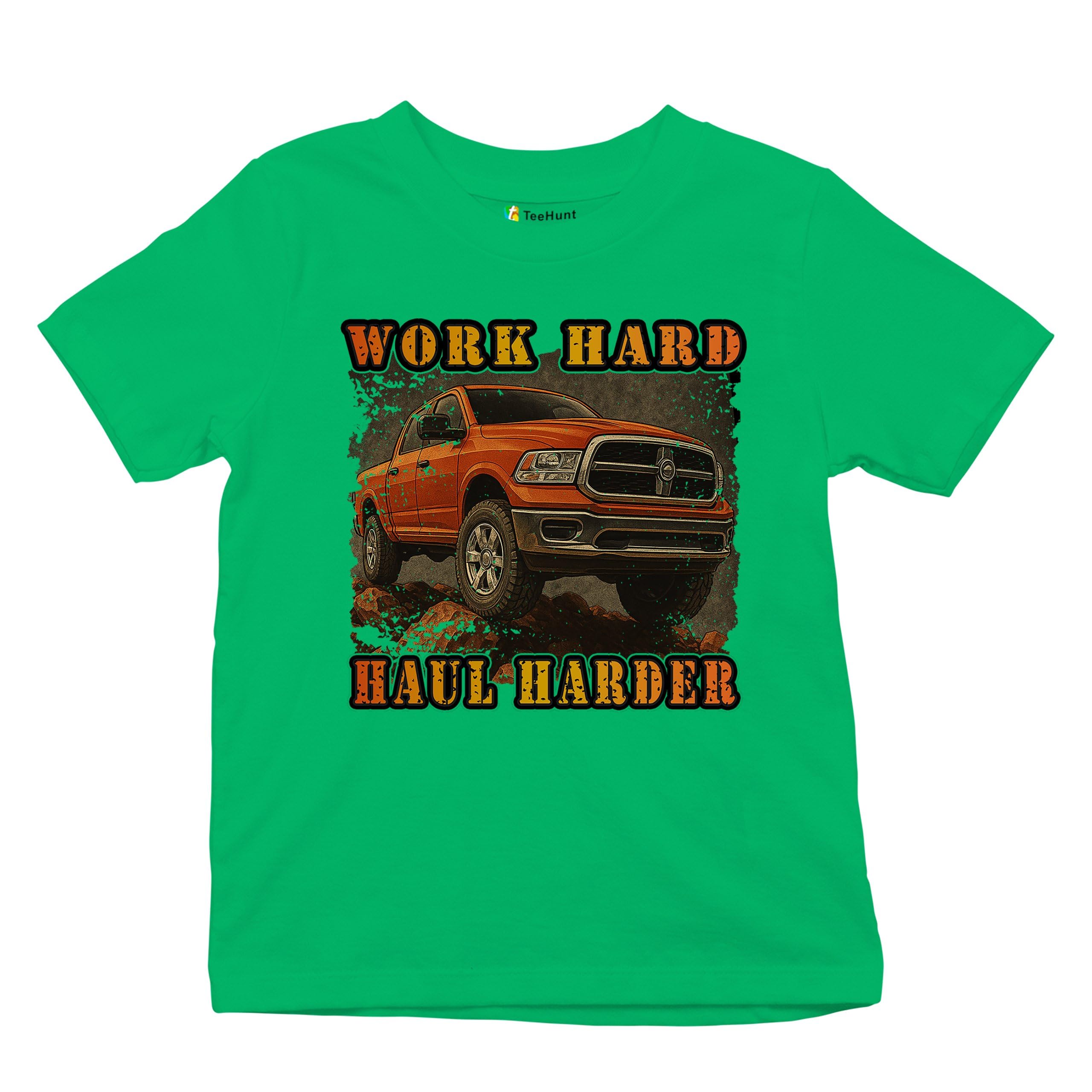 Tee Hunt Work Hard Haul Harder Youth Short Sleeve T-Shirt