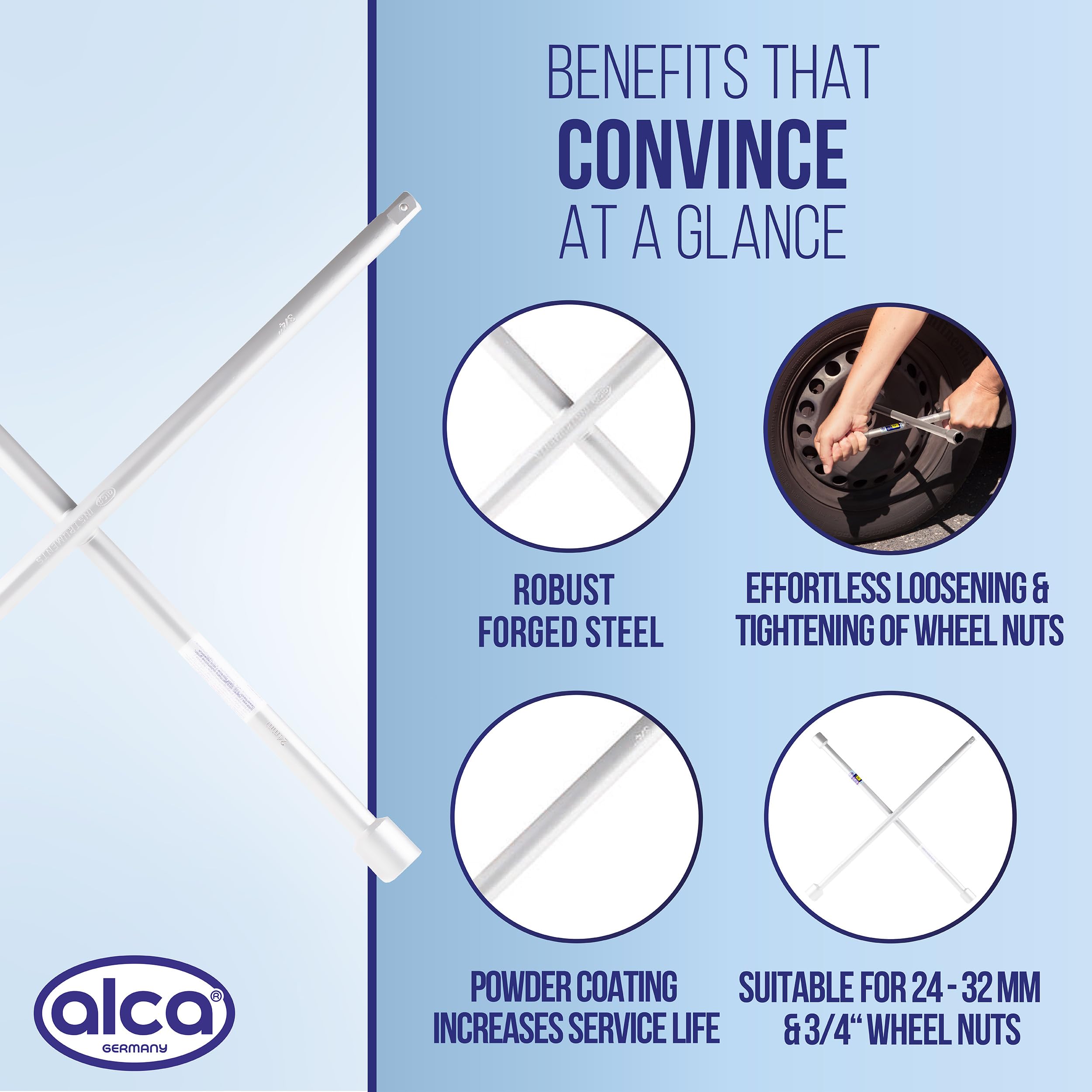 alca® Klucz do kół ciężarowych 3/4" Uniwersalny 24 x 27 x 32 do 900 Nm Klucz krzyżakowy Klucz do kół Klucz krzyżakowy Narzędzie Wymiana opon