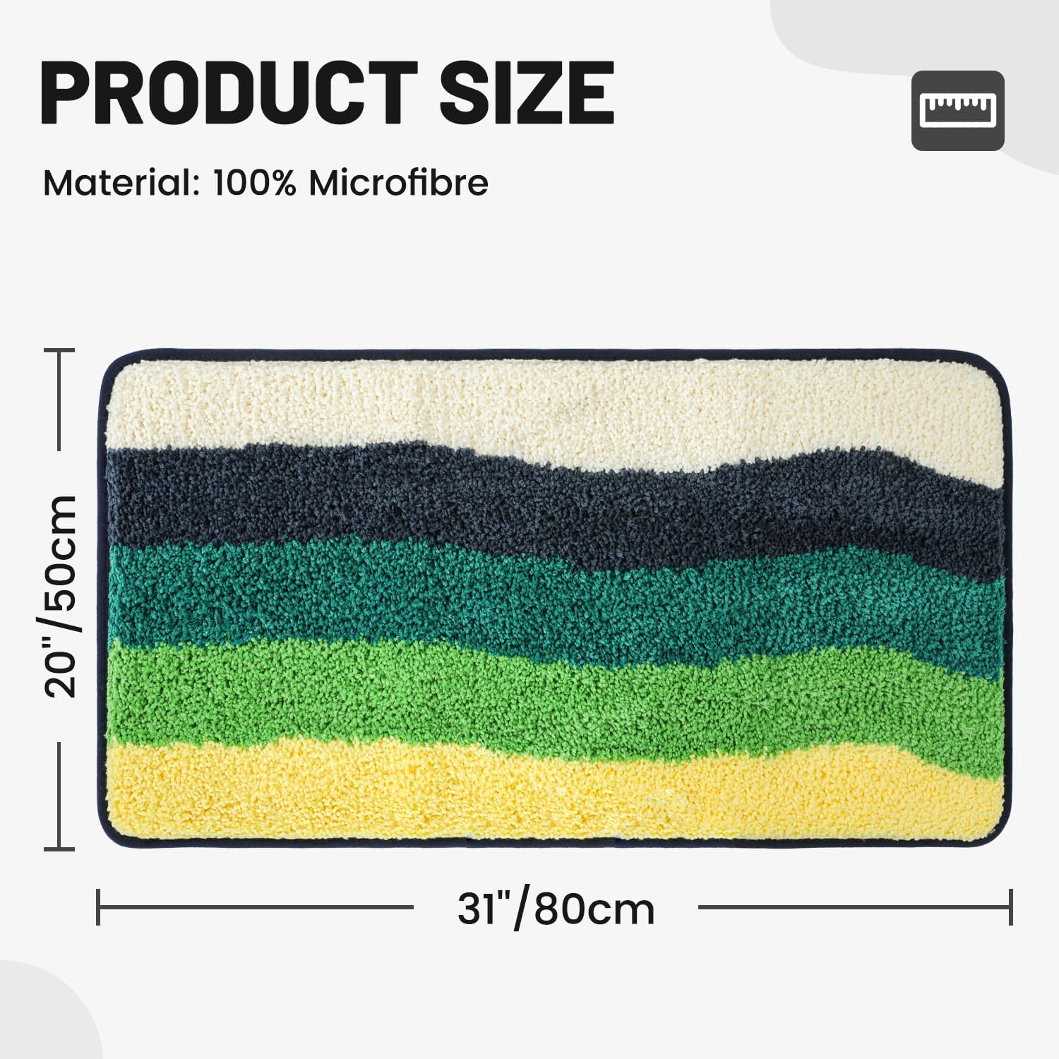 Bath Mat-Rubber Backing Non SlipThin Bathroom Rugs Fit Under Door Absorbent Bathroom Floor Mats-Shower Rug for in Front of Bathtub Shower 20x31