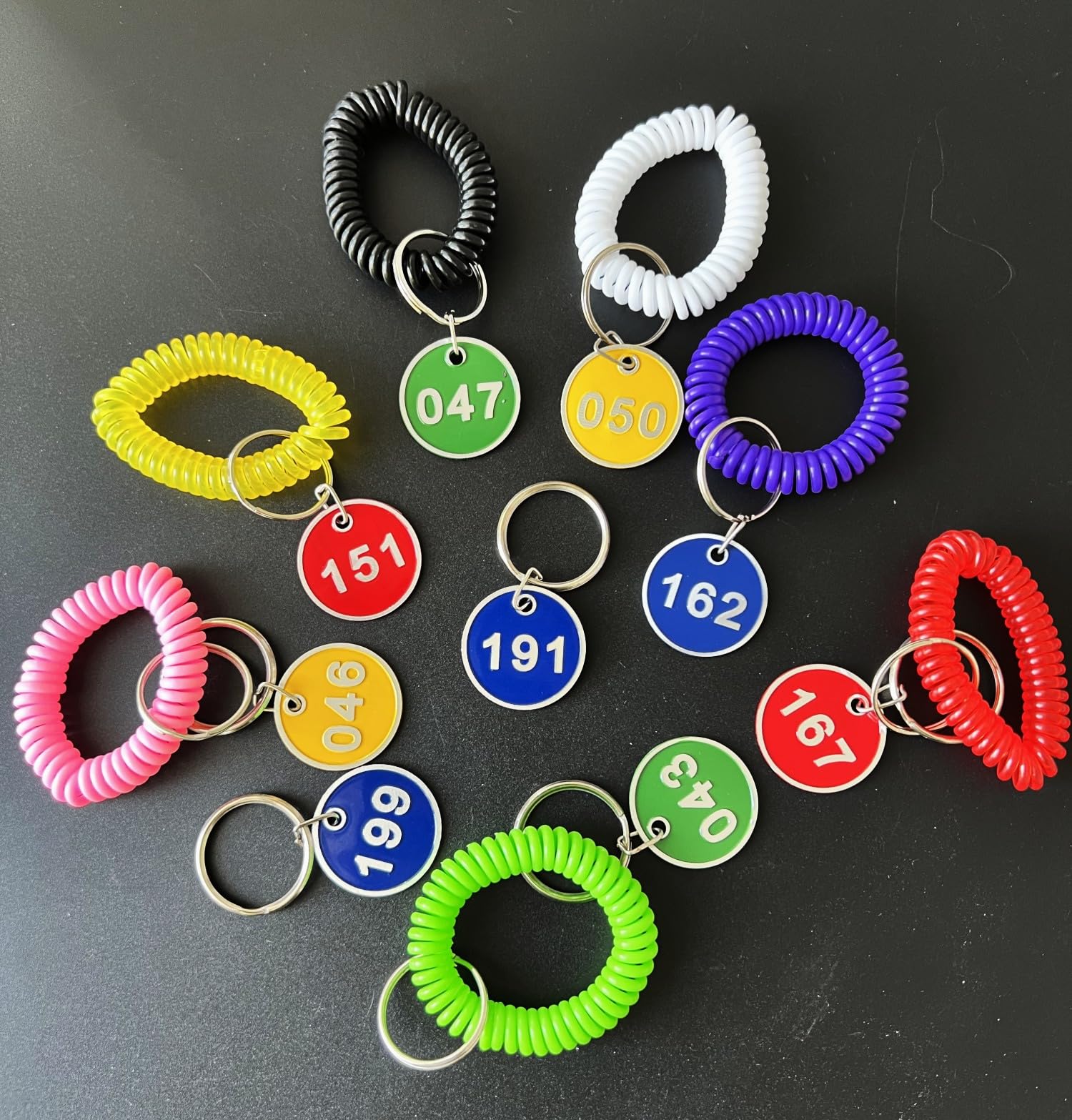 Juego de llaveros con números de aleación de aluminio, etiquetas de identificación numeradas con anillos, ideal para llaves, bolsas, equipaje y más