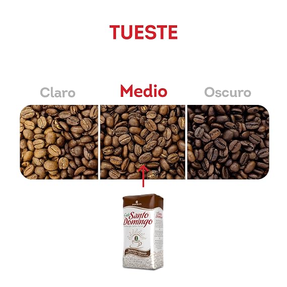 Cafe Santo Domingo Tostado En Grano - Roasted Whole Bean Coffee 1 lb / 454g, Zero Bitterness, Zero Acidity, No After Taste, No Preservatives | The World's Best Smooth Dominican Republic Coffee