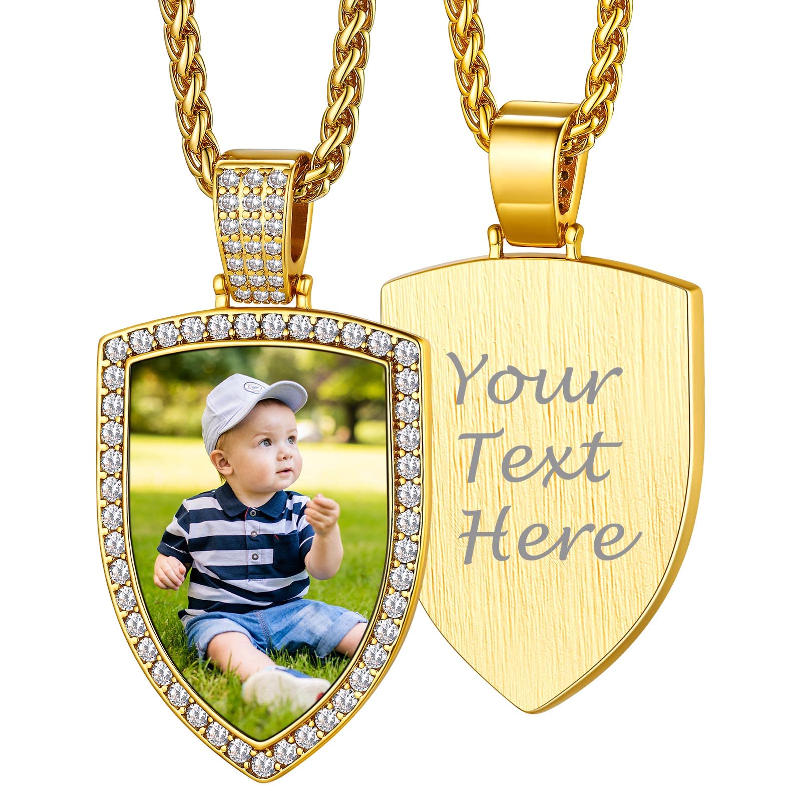 Custom4U Picture Necklace Personalized Photo Circle Chain for Men Women