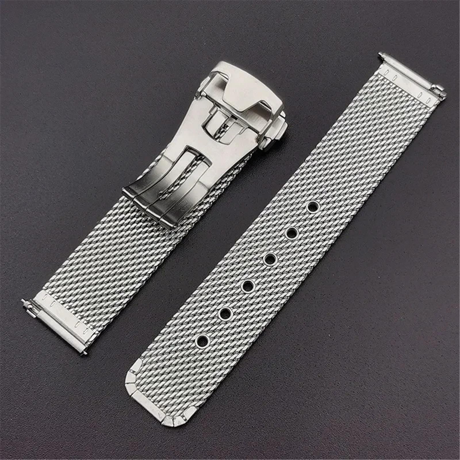 Correa de reloj de malla de acero inoxidable for hombre y mujer, correa de reloj de malla metálica Universal de 20mm y 22mm for cuarzo o reloj inteligente, correa de repuesto