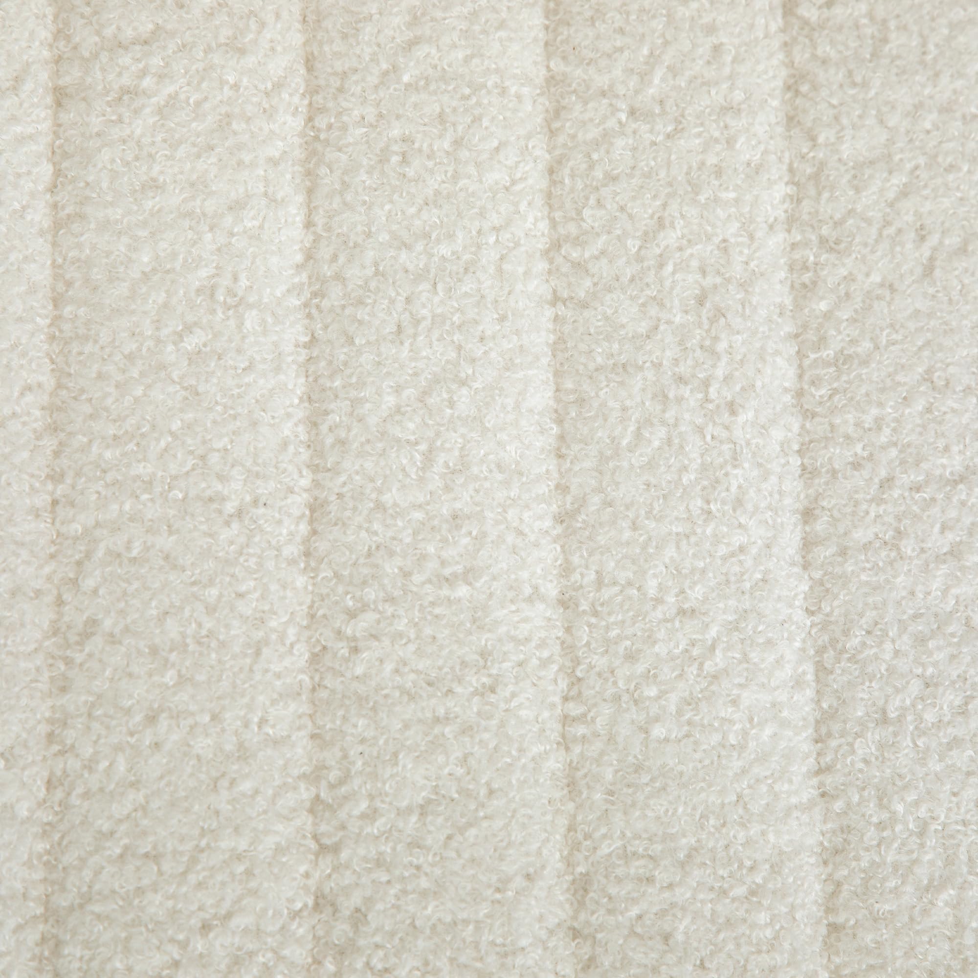 HOMCOM Banc Bout de lit Banquette en Tissu Bouclette Blanc avec Pieds épingle en métal Noir 118,5l x 46P x 49,5H cm crème