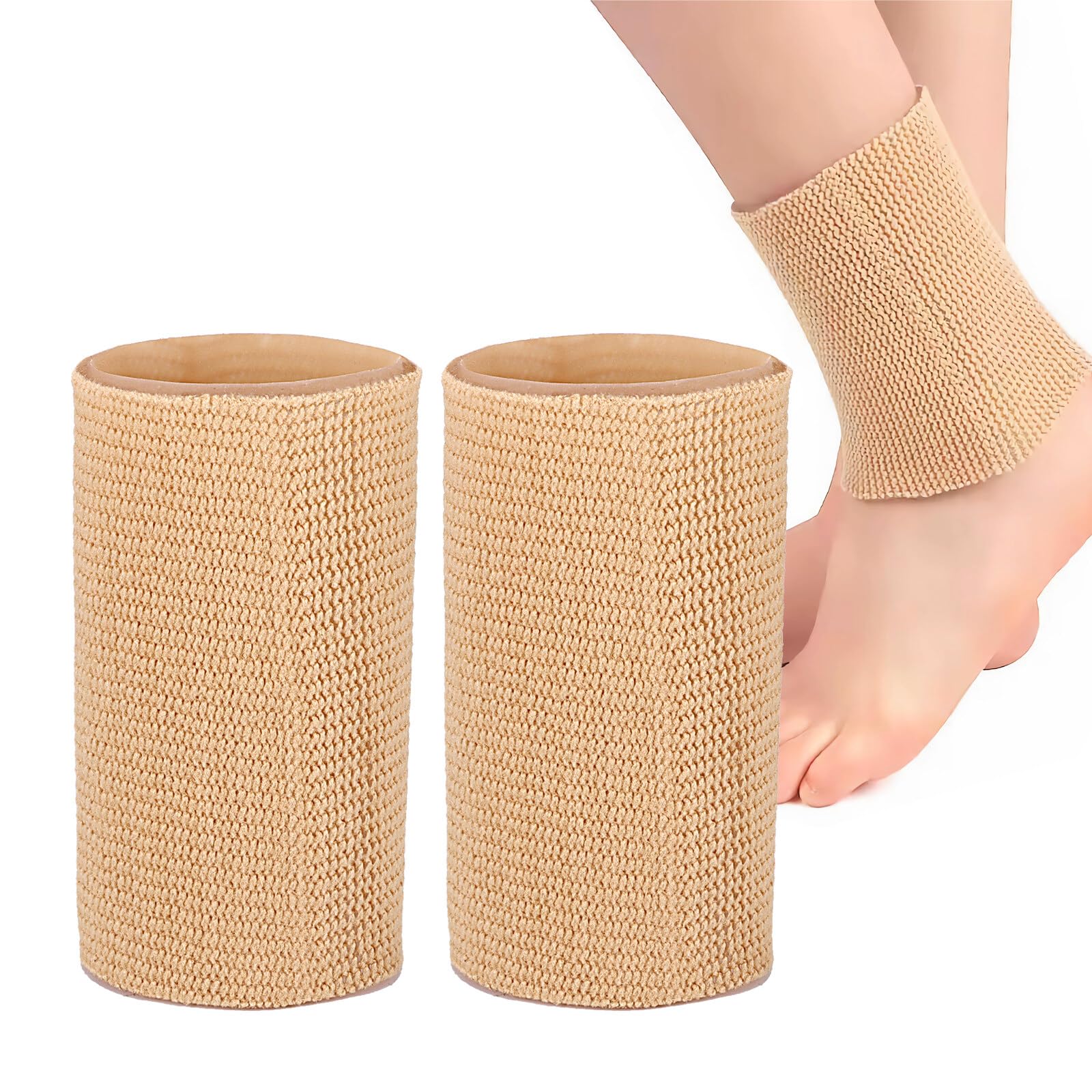 2 Pcs Ice Skating Ankle Gel Protection Tubing, Compression Gel Ankle Sleeve Ankle Protector Brace for Figure Skating, Roller, Riding, Free Cutting Foot Support Socks (5 x 3.2 inch)