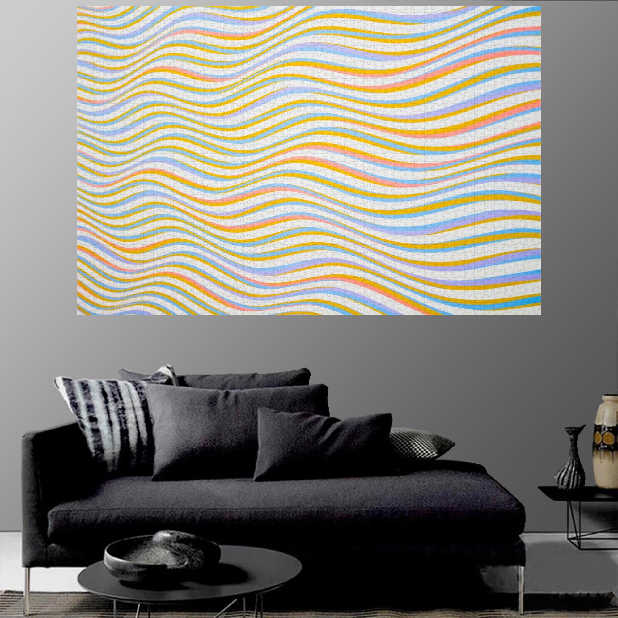 Lignes ondulées colorées - Puzzle en Bois de 2000 pièces - Pièces épaisses et Robustes, parfaites Pour s'amuser en famille