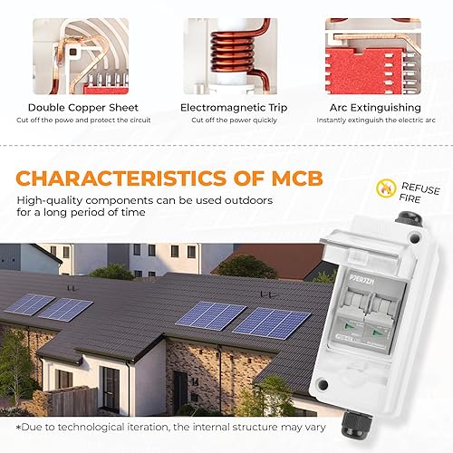 Miniatura 4 de Circuito miniatura de 60 A CC 550 V 2P con caja de disyuntor RV IP65 impermeable a prueba de rayos UV mini disyuntor con carcasa de riel DIN para