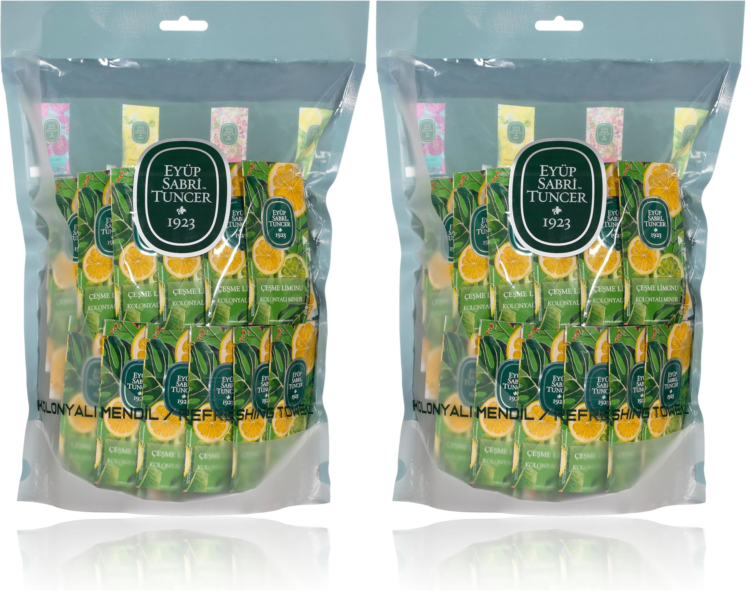 Eyüp Sabri Tuncer Kolonyalı Mendil Çeşme Limonu 150 Li Doypack Poşet 5X10 Küçük Boy 1 Paket (2 paketi)