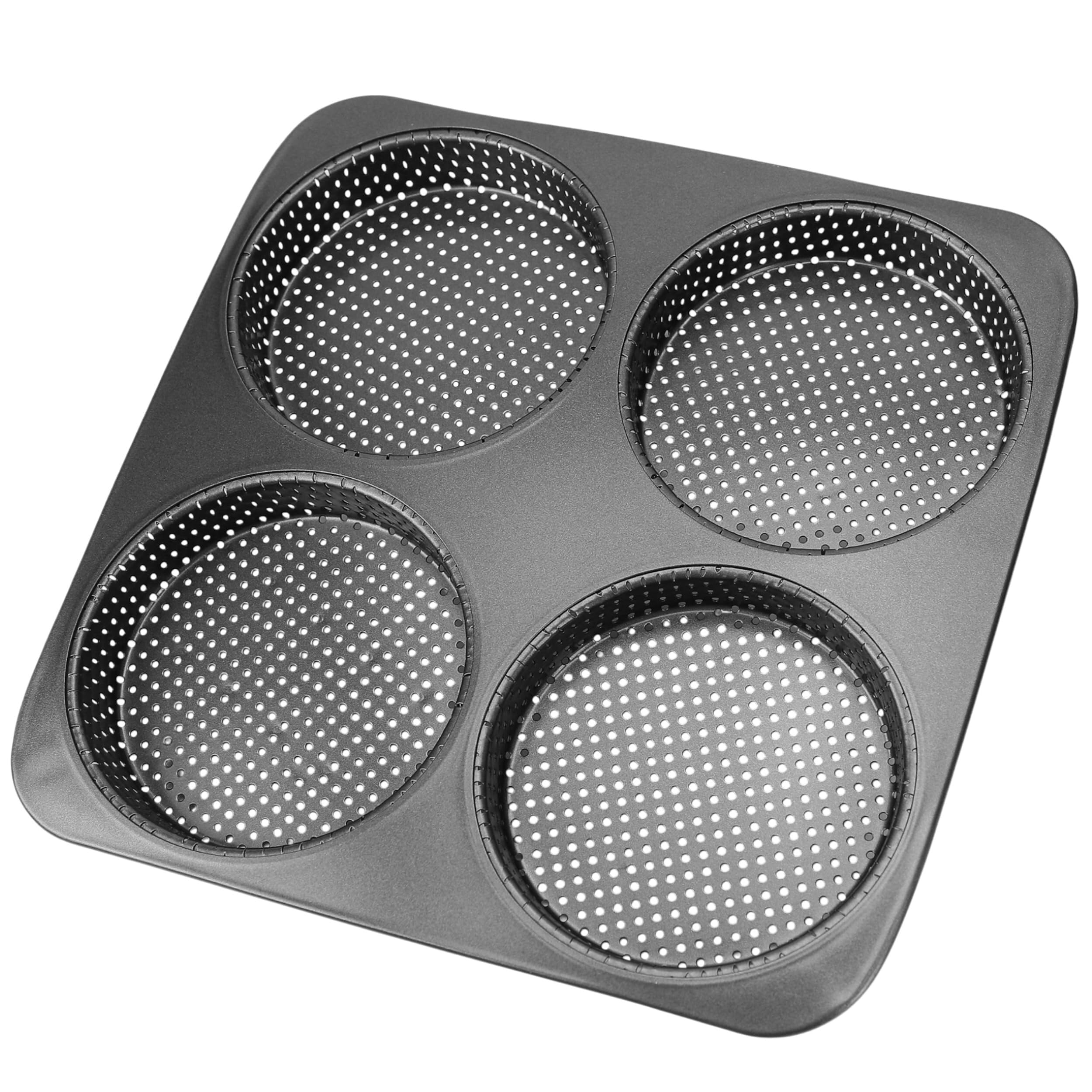 CIOIUGPIUK 5 Inch Hamburger Bun Pan, Non-Stick Carbon Steel Hamburger Mold, 4 Cup Big Baking Pan for Homemade