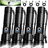 Vista 1 de MIXILIN Linternas Recargables de Alto Lúmenes, Paquete de 4 99,000 Lúmenes Linterna LED Súper Brillante con Cable USB y 5 Modos, Linterna de Mano