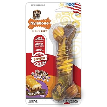 Nylabone Flavor Frenzy Wolf Dura Chew Cheesesteak Flavored Bone Dog Chew Toy