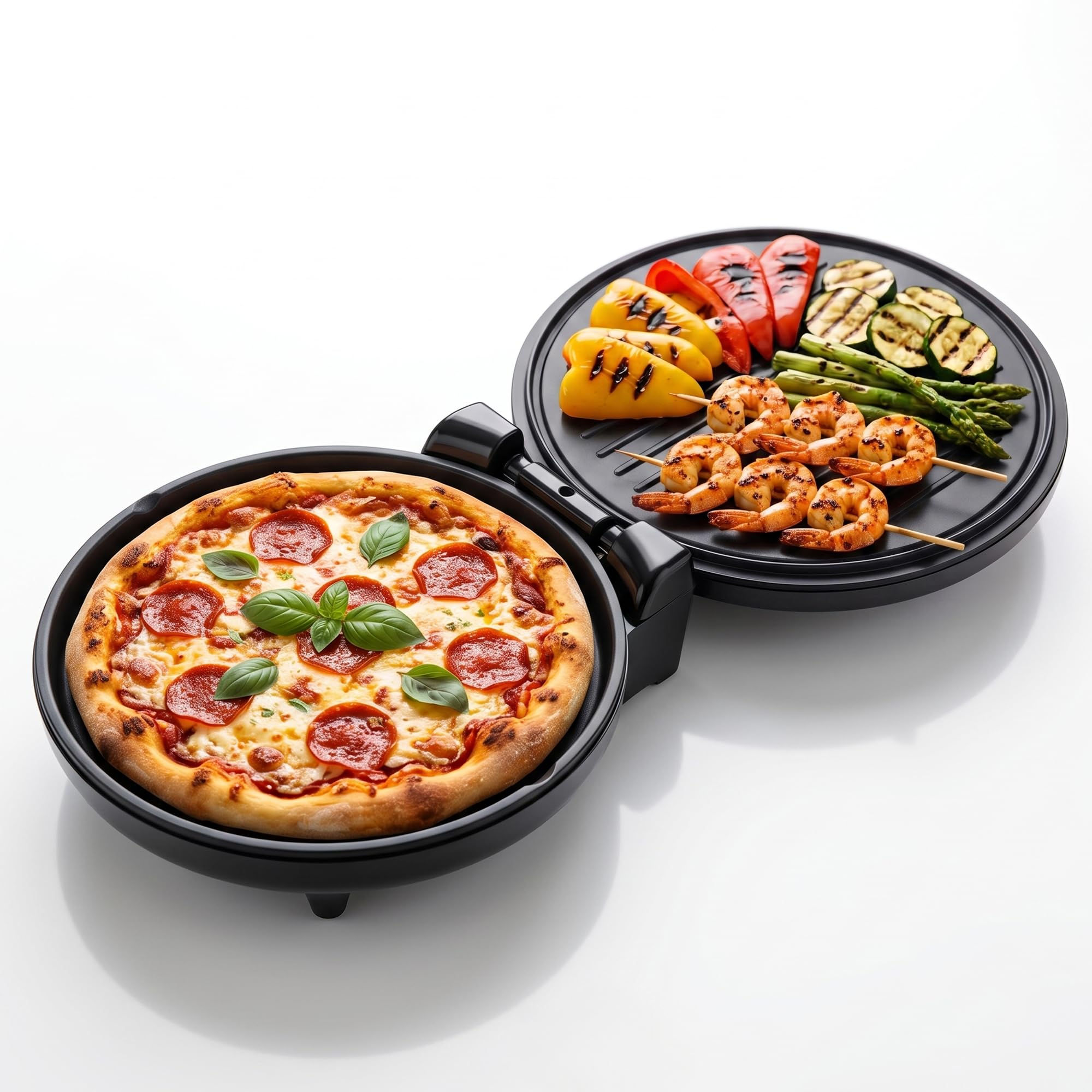 IBELL1500W Countertop Electric Pizza Maker & Multi-Purpose Grill | 12 Inch Non-Stick Plates, 180° Opening, Dual plate Heating Control | Pizza,Sandwich,Dosa,Roti,Grilled Veggies Maker | 1 Year Warranty-image-17