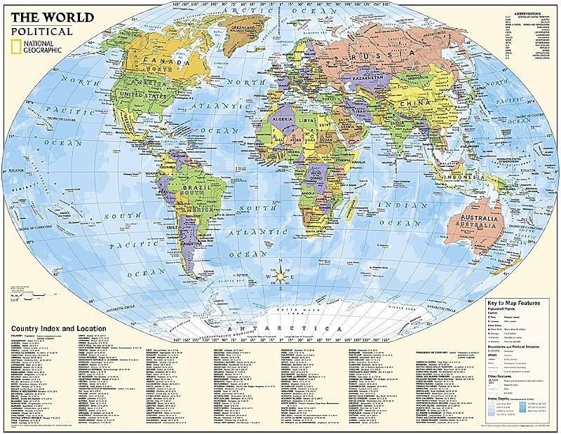 National Geographic: Kids Political World Education: Grades 4-12 Wall Map - Laminated (51 x 40 inches) (National Geographic Reference Map)