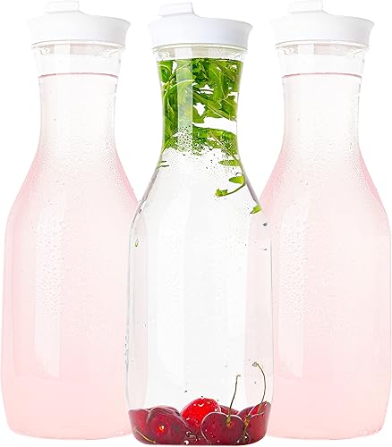 Jarra de agua de plástico transparente con tapas abatibles, jarra de bebidas de alta resistencia para jugo o café helado, ideal para restaurantes de