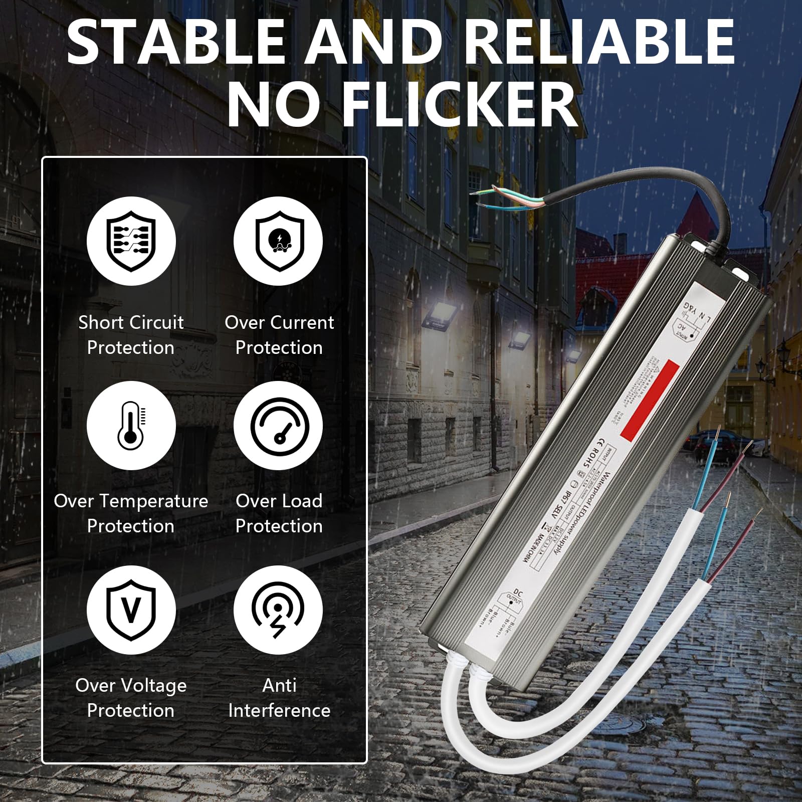 Trasformatore LED 24v 600w 25a, Ip67 Impermeabile Alimentatore per Esterni Adattatore Trasformatore A Bassa Tensione Driver Adattatore LED per Strisce LED, Luci Esterne, Telecamere