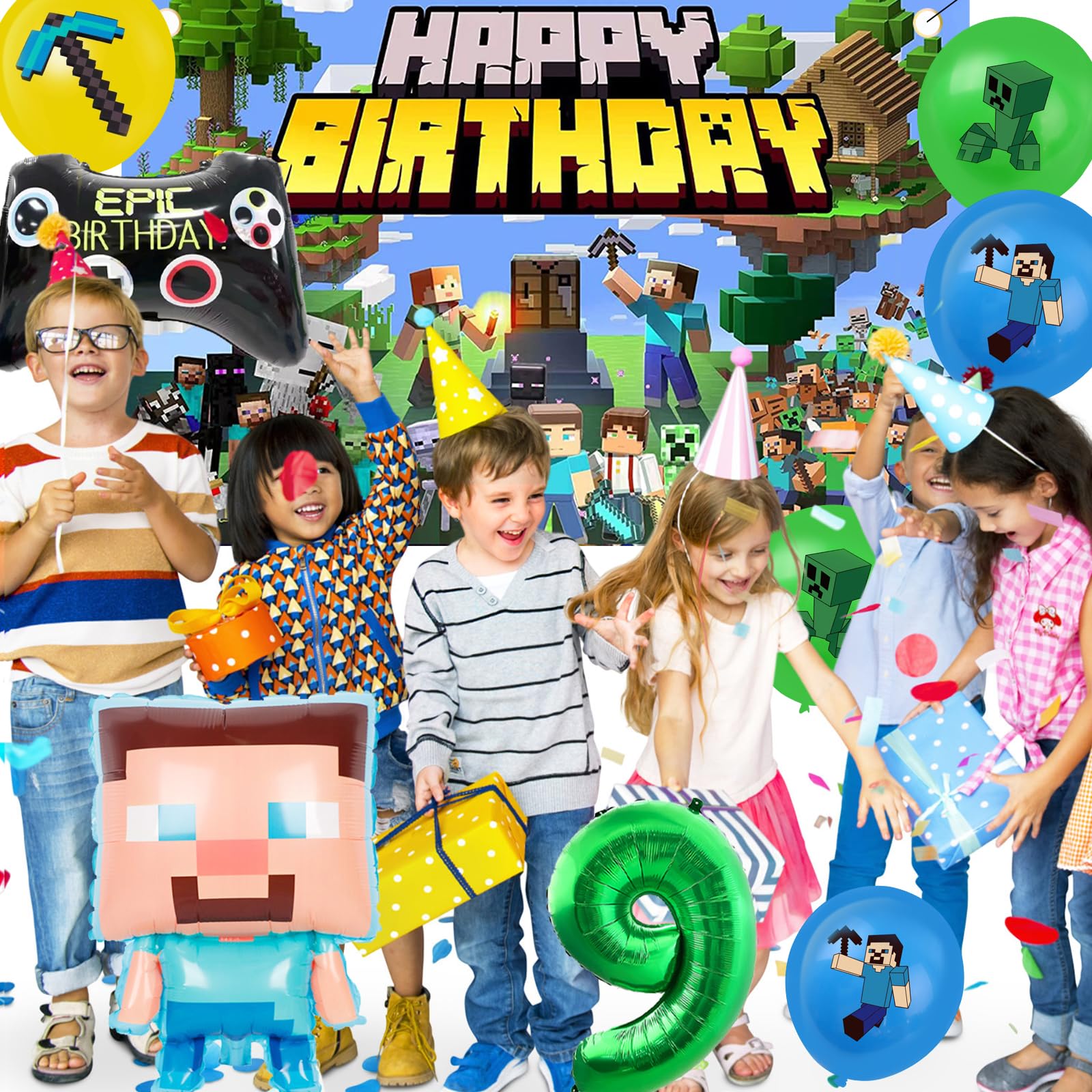 Anniversaire Minecraft Kit Décoration Anniversaire 54 Pièces